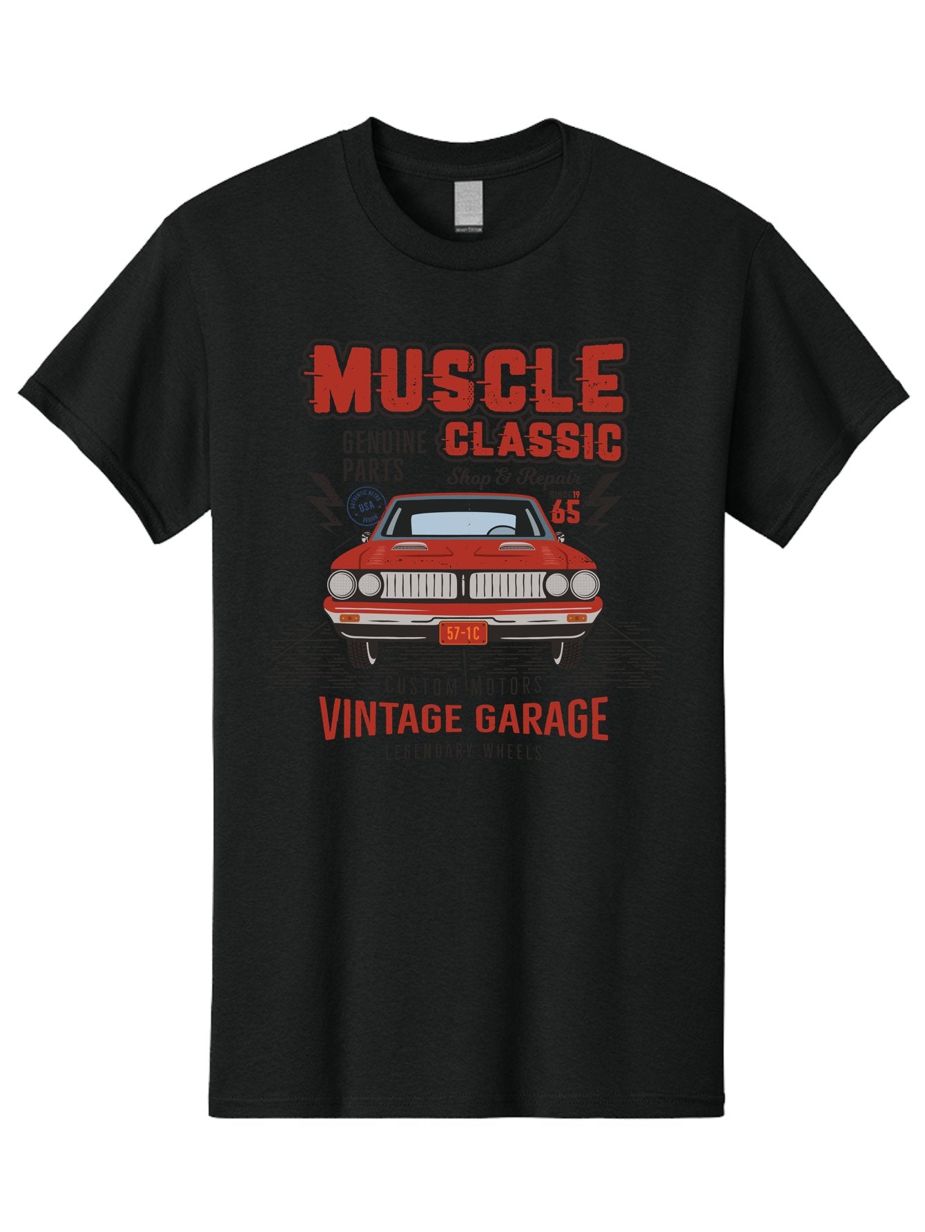 Muscle-Classic Men'S Graphic Tee, 100% Cotton, Comfortable Casual Summer Wear, Machine Washable, Vintage Car, Muscle Car, Classic Car, Custom Motors, Vintage Garage, Legendary Wheels, Shop And Repair, Genuine Parts, Retro Automobile Aab942 12
