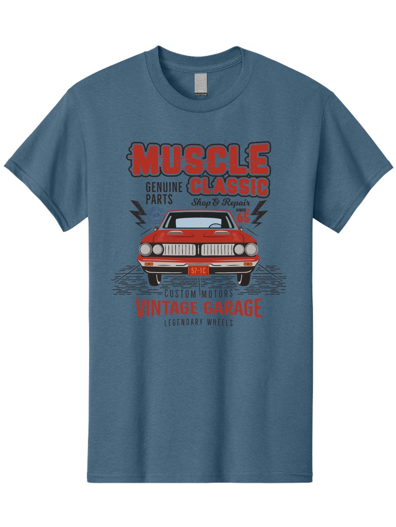 Muscle-Classic Men'S Graphic Tee, 100% Cotton, Comfortable Casual Summer Wear, Machine Washable, Vintage Car, Muscle Car, Classic Car, Custom Motors, Vintage Garage, Legendary Wheels, Shop And Repair, Genuine Parts, Retro Automobile Aab942