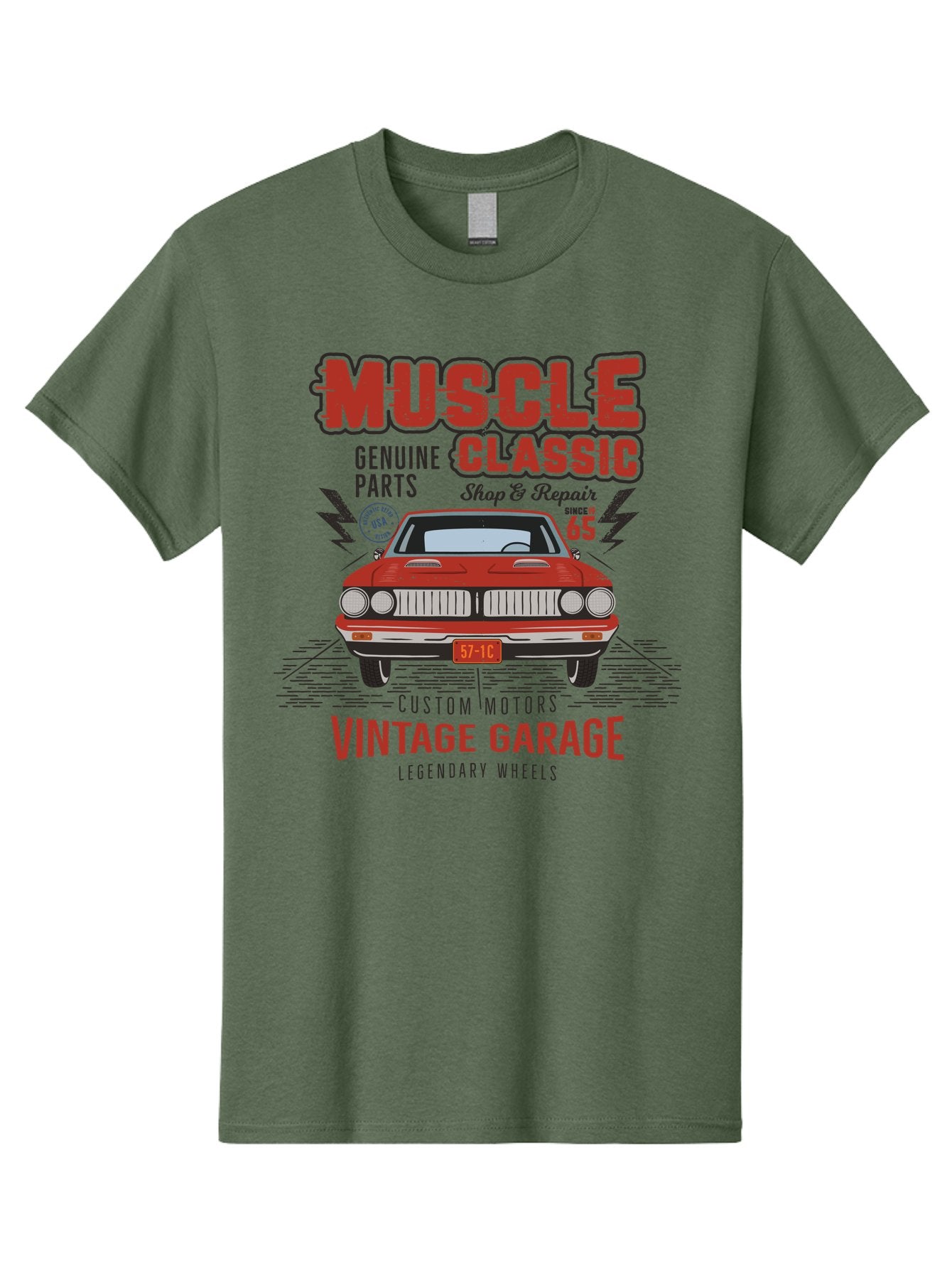 Muscle-Classic Men'S Graphic Tee, 100% Cotton, Comfortable Casual Summer Wear, Machine Washable, Vintage Car, Muscle Car, Classic Car, Custom Motors, Vintage Garage, Legendary Wheels, Shop And Repair, Genuine Parts, Retro Automobile Aab942 13