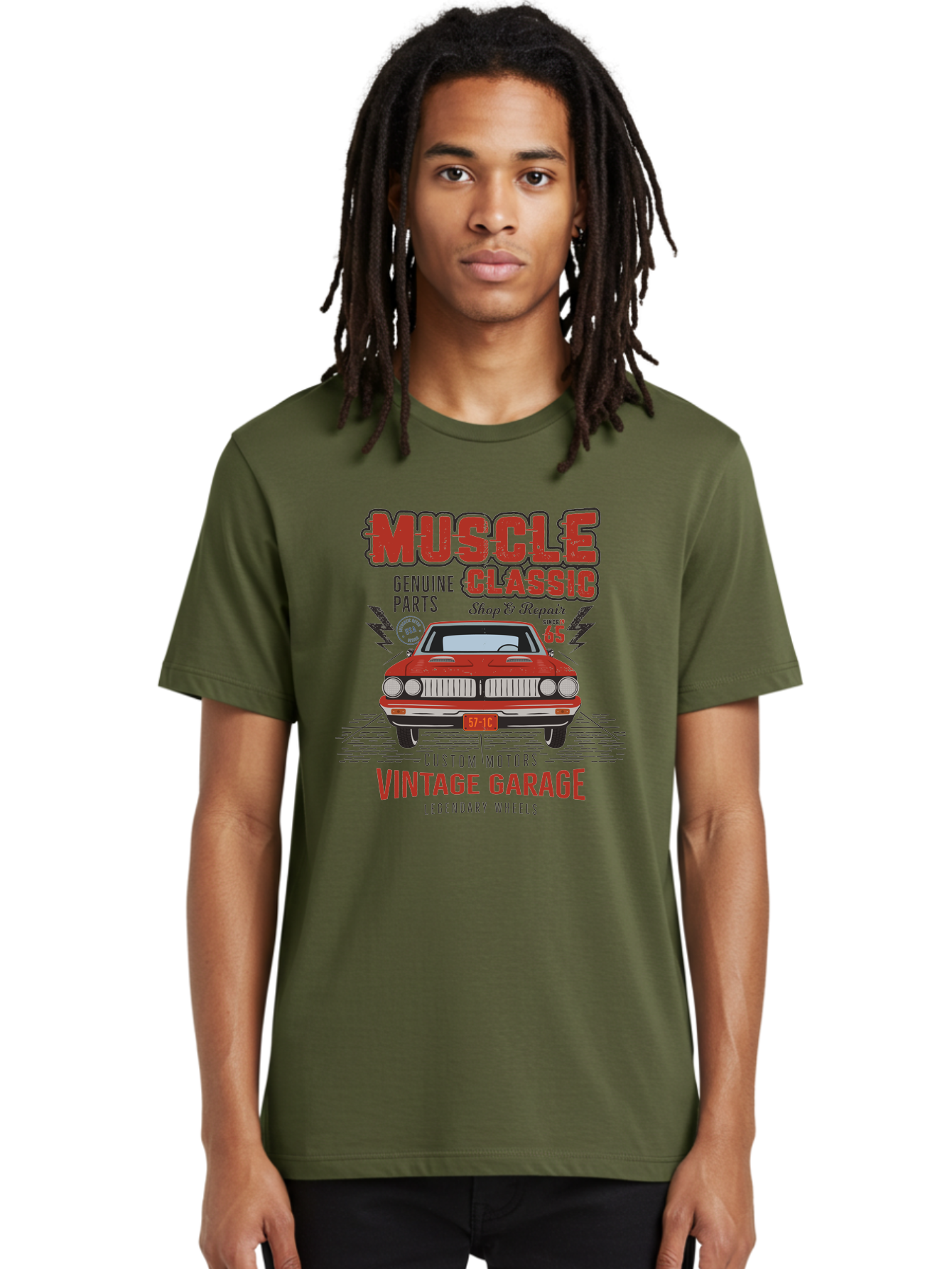 Muscle-Classic Men'S Graphic Tee, 100% Cotton, Comfortable Casual Summer Wear, Machine Washable, Vintage Car, Muscle Car, Classic Car, Custom Motors, Vintage Garage, Legendary Wheels, Shop And Repair, Genuine Parts, Retro Automobile Aab942 30