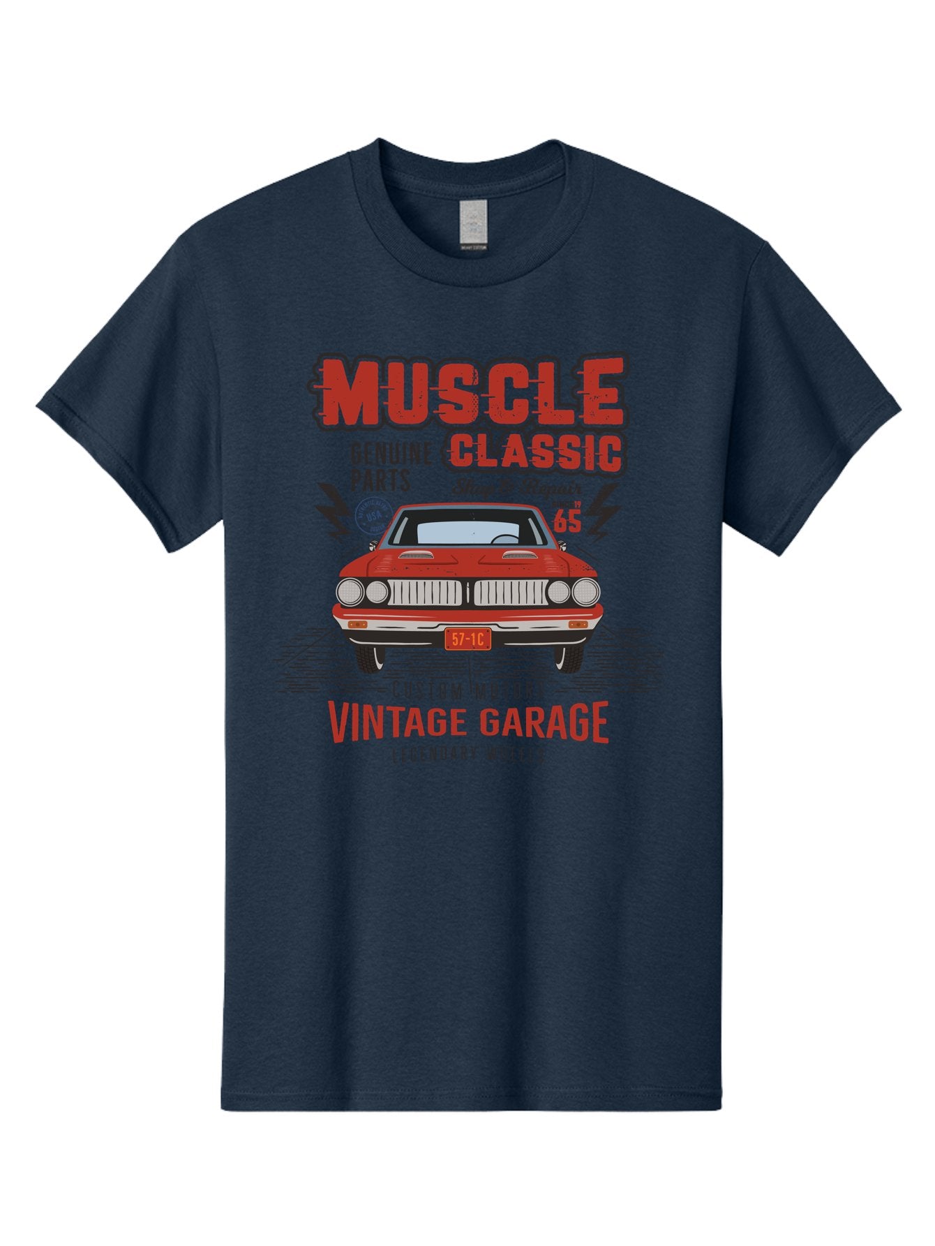 Muscle-Classic Men'S Graphic Tee, 100% Cotton, Comfortable Casual Summer Wear, Machine Washable, Vintage Car, Muscle Car, Classic Car, Custom Motors, Vintage Garage, Legendary Wheels, Shop And Repair, Genuine Parts, Retro Automobile Aab942 3