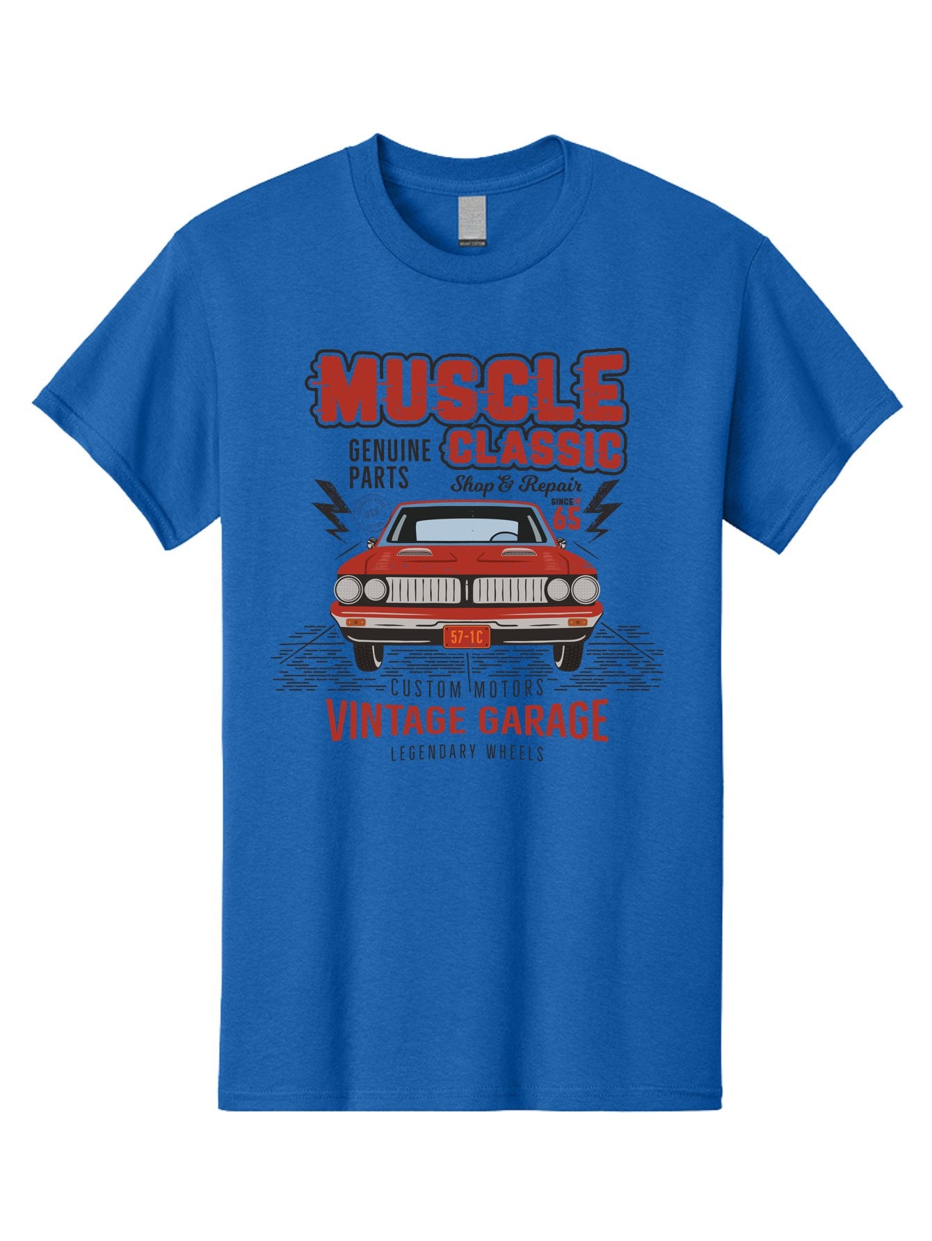 Muscle-Classic Men'S Graphic Tee, 100% Cotton, Comfortable Casual Summer Wear, Machine Washable, Vintage Car, Muscle Car, Classic Car, Custom Motors, Vintage Garage, Legendary Wheels, Shop And Repair, Genuine Parts, Retro Automobile Aab942