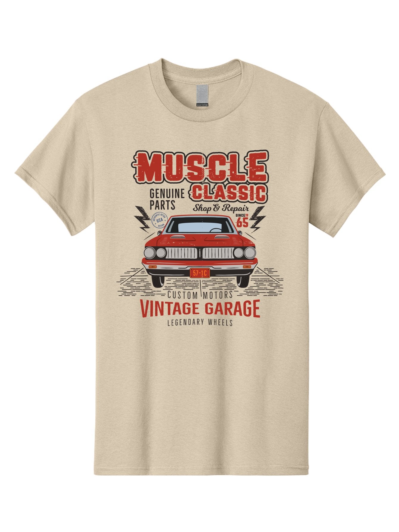 Muscle-Classic Men'S Graphic Tee, 100% Cotton, Comfortable Casual Summer Wear, Machine Washable, Vintage Car, Muscle Car, Classic Car, Custom Motors, Vintage Garage, Legendary Wheels, Shop And Repair, Genuine Parts, Retro Automobile Aab942 6