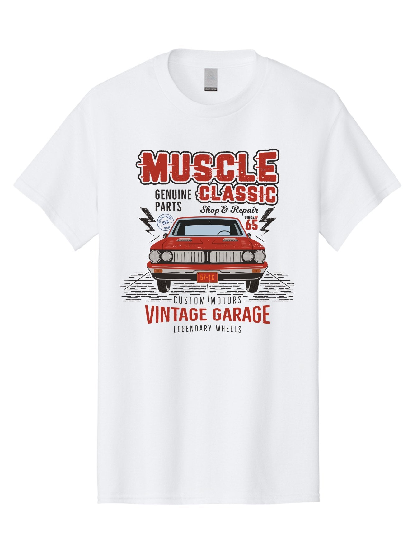 Muscle-Classic Men'S Graphic Tee, 100% Cotton, Comfortable Casual Summer Wear, Machine Washable, Vintage Car, Muscle Car, Classic Car, Custom Motors, Vintage Garage, Legendary Wheels, Shop And Repair, Genuine Parts, Retro Automobile Aab942 8