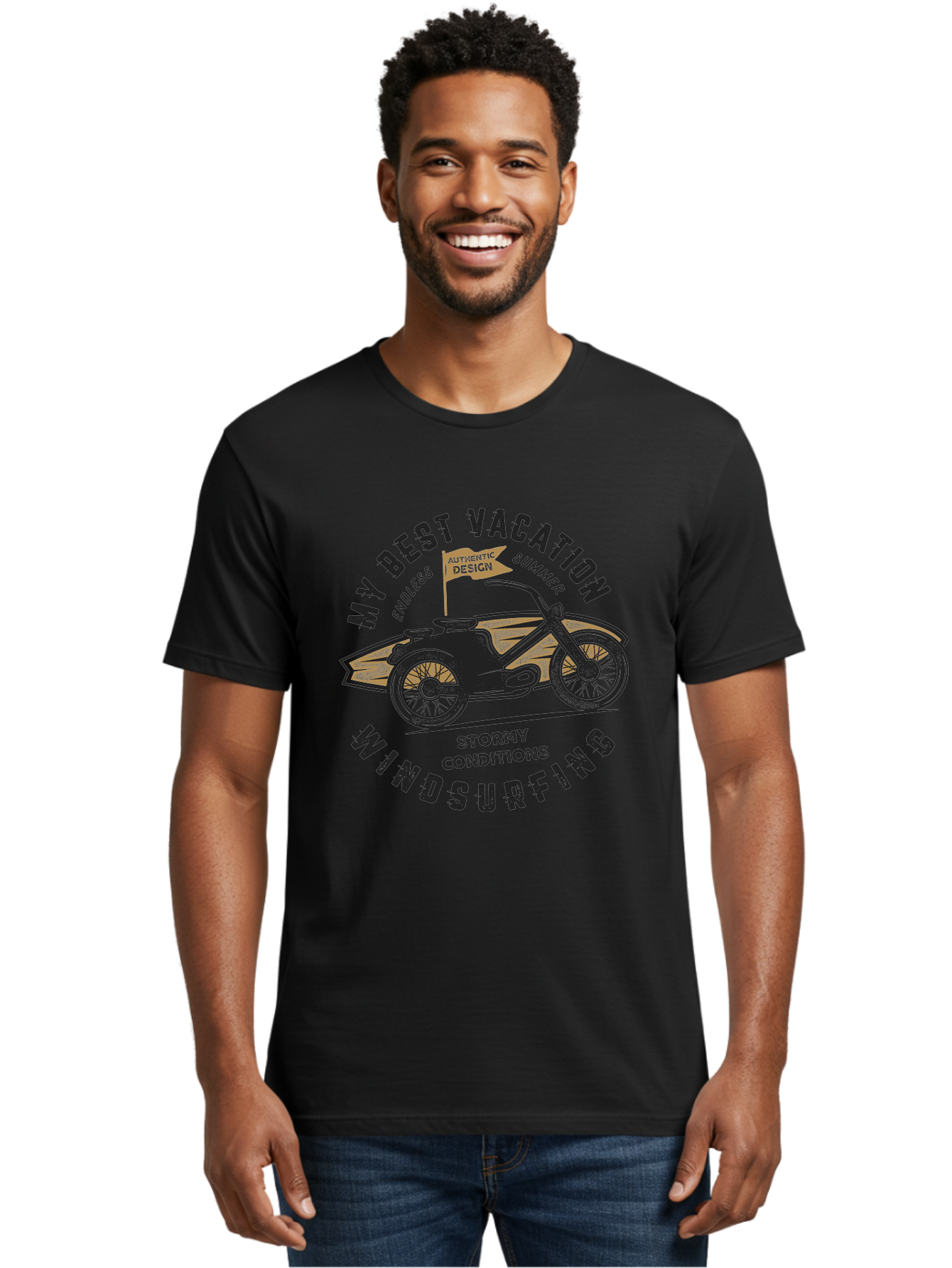 My-Best-Vacation-Windsurfing-1 Men'S Graphic Tee, 100% Cotton, Comfortable Casual Summer Wear, Machine Washable, Motorcycle Windsurfing, Summer Vacation, Stormy Conditions, Endless Summer, Coastal Adventures, Extreme Sports, Aab943