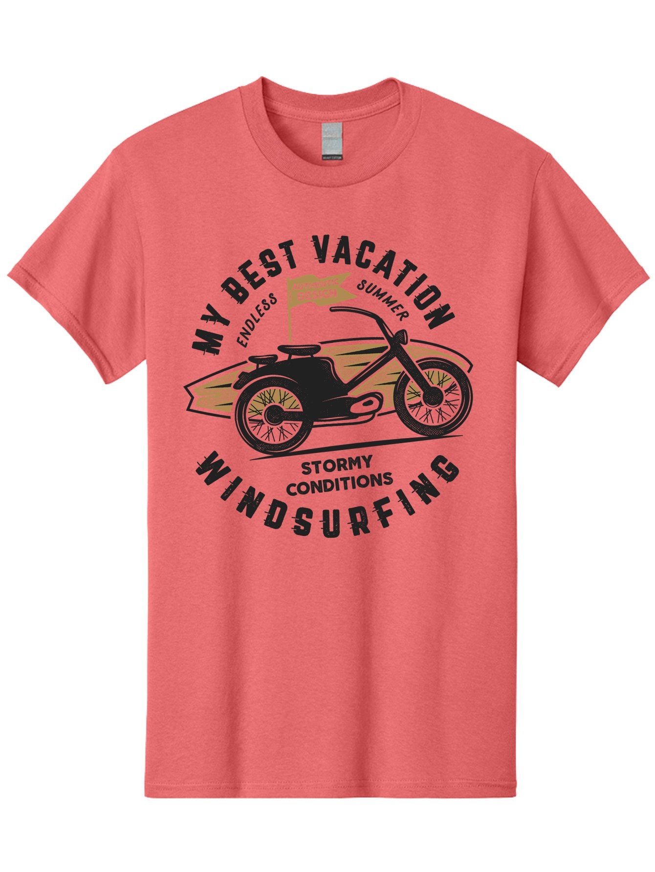 My-Best-Vacation-Windsurfing-1 Men'S Graphic Tee, 100% Cotton, Comfortable Casual Summer Wear, Machine Washable, Motorcycle Windsurfing, Summer Vacation, Stormy Conditions, Endless Summer, Coastal Adventures, Extreme Sports, Aab943