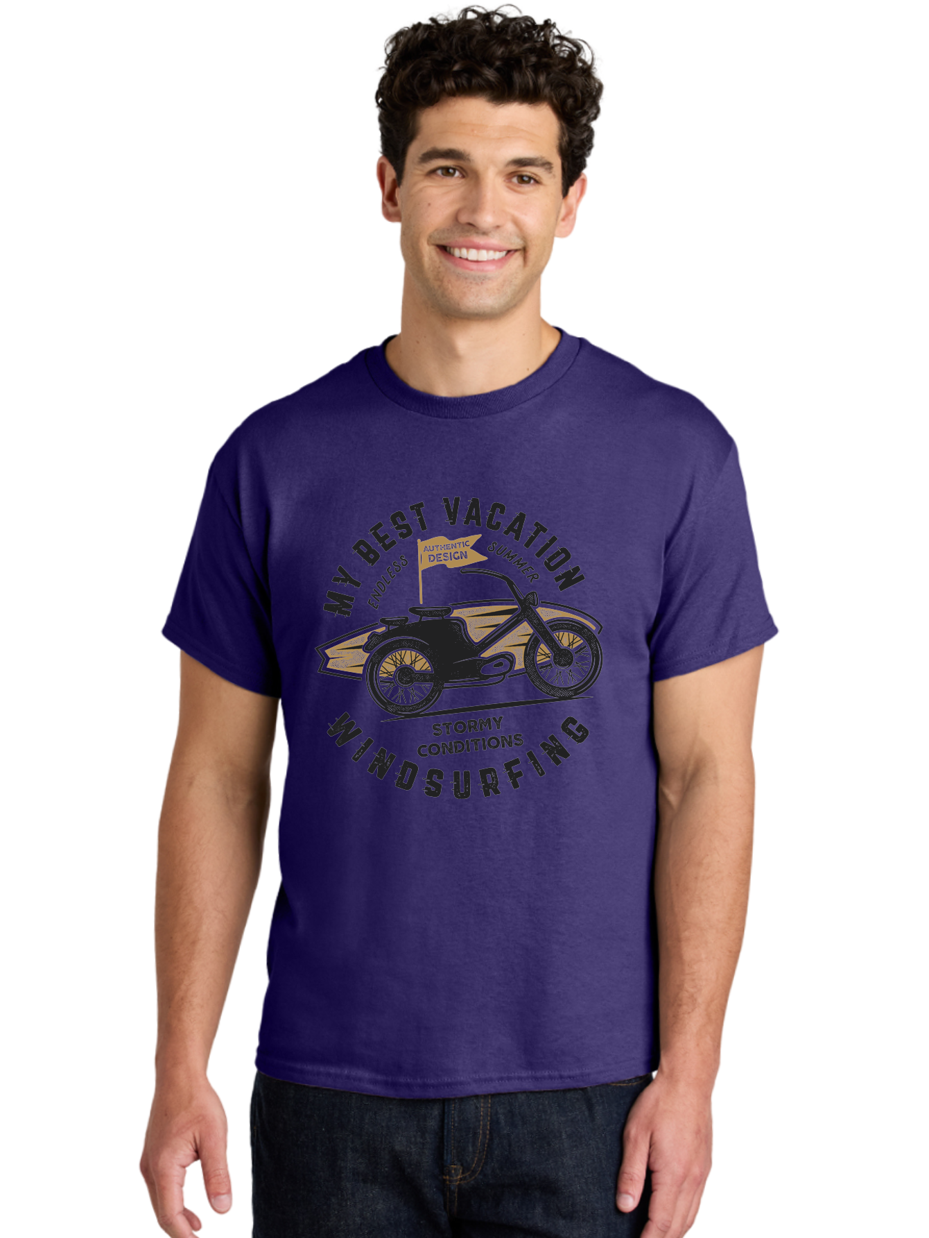 My-Best-Vacation-Windsurfing-1 Men'S Graphic Tee, 100% Cotton, Comfortable Casual Summer Wear, Machine Washable, Motorcycle Windsurfing, Summer Vacation, Stormy Conditions, Endless Summer, Coastal Adventures, Extreme Sports, Aab943 20