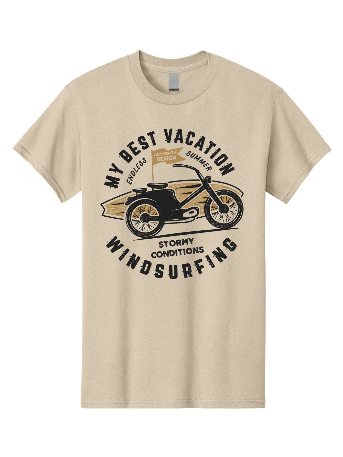 My-Best-Vacation-Windsurfing-1 Men'S Graphic Tee, 100% Cotton, Comfortable Casual Summer Wear, Machine Washable, Motorcycle Windsurfing, Summer Vacation, Stormy Conditions, Endless Summer, Coastal Adventures, Extreme Sports, Aab943 12