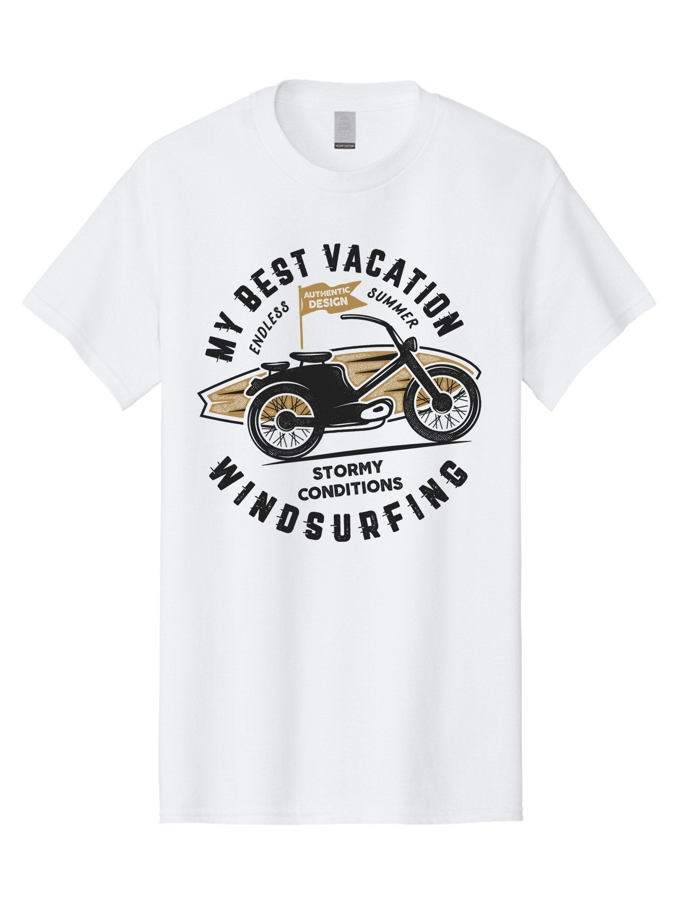 My-Best-Vacation-Windsurfing-1 Men'S Graphic Tee, 100% Cotton, Comfortable Casual Summer Wear, Machine Washable, Motorcycle Windsurfing, Summer Vacation, Stormy Conditions, Endless Summer, Coastal Adventures, Extreme Sports, Aab943 3