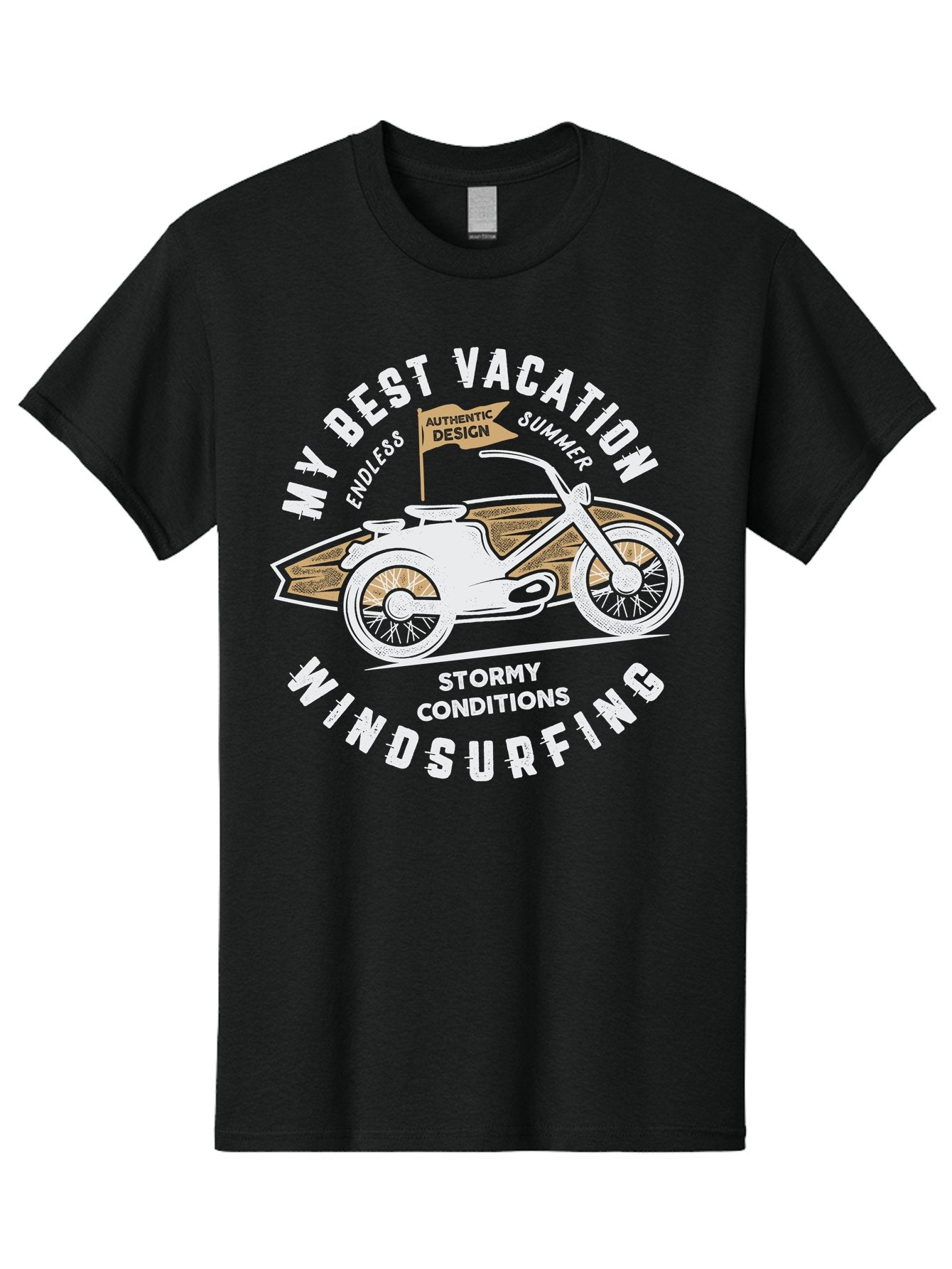My-Best-Vacation Men'S Graphic Tee, 100% Cotton, Comfortable Casual Summer Wear, Machine Washable, Motorcycle Graphic, Vacation Summer Vibes, Windsurfing Adventures, Stormy Weather, Endless Summer Fun, Authentic Design Elements, Aab945 14