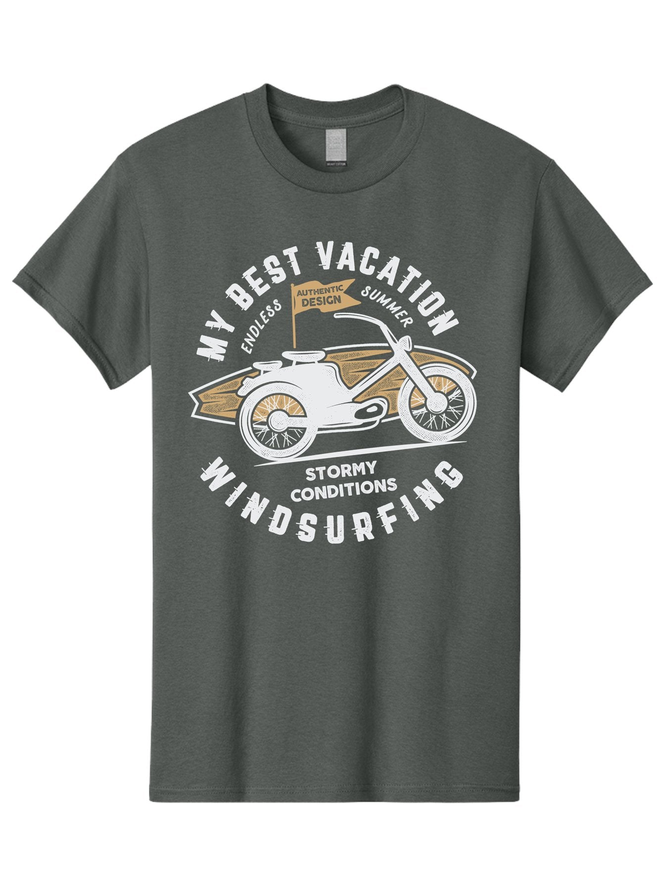 My-Best-Vacation Men'S Graphic Tee, 100% Cotton, Comfortable Casual Summer Wear, Machine Washable, Motorcycle Graphic, Vacation Summer Vibes, Windsurfing Adventures, Stormy Weather, Endless Summer Fun, Authentic Design Elements, Aab945 8