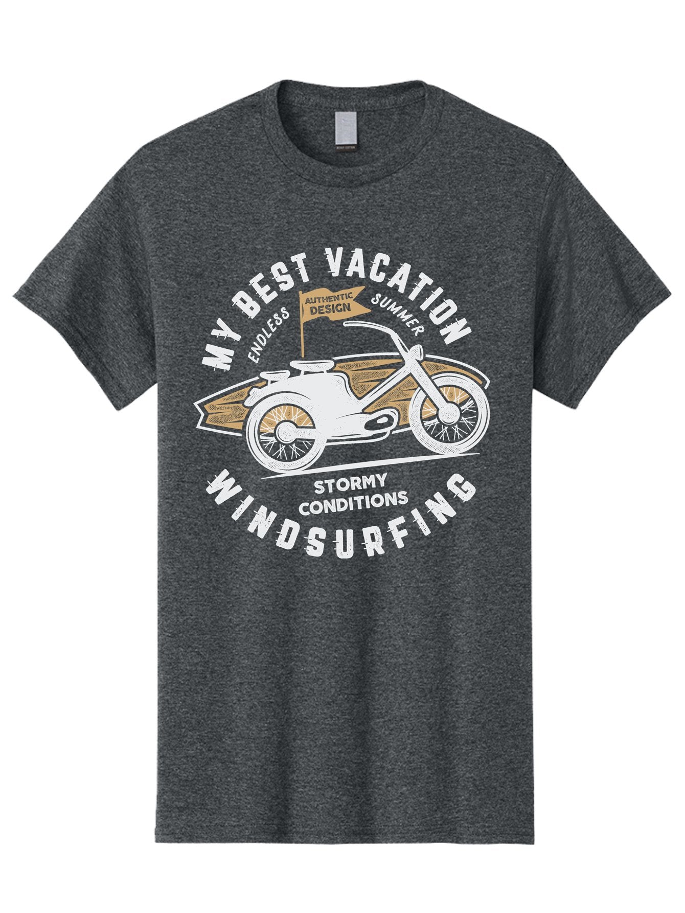 My-Best-Vacation Men'S Graphic Tee, 100% Cotton, Comfortable Casual Summer Wear, Machine Washable, Motorcycle Graphic, Vacation Summer Vibes, Windsurfing Adventures, Stormy Weather, Endless Summer Fun, Authentic Design Elements, Aab945 11