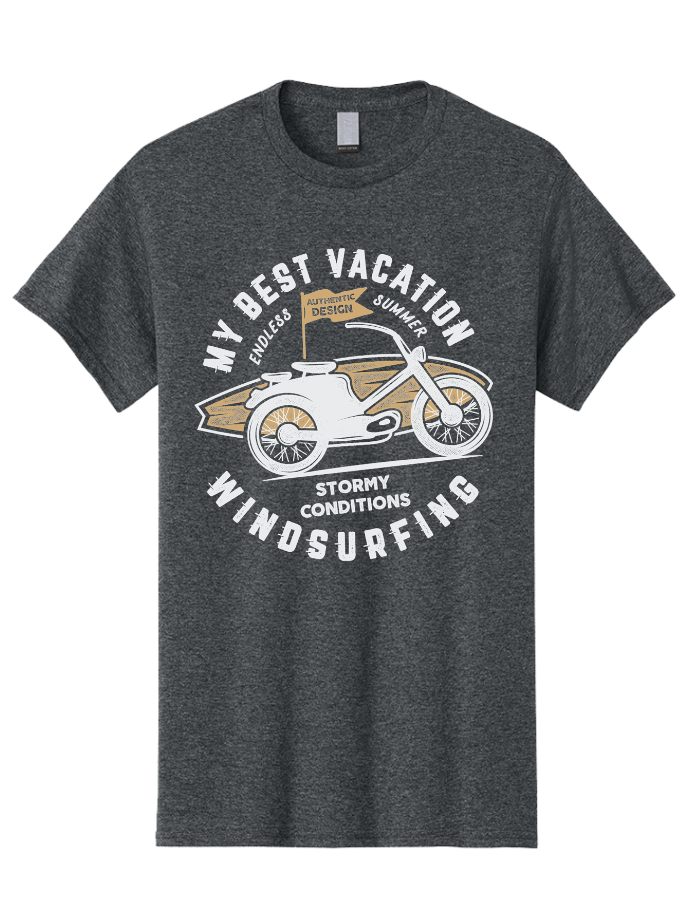 My-Best-Vacation Men'S Graphic Tee, 100% Cotton, Comfortable Casual Summer Wear, Machine Washable, Motorcycle Graphic, Vacation Summer Vibes, Windsurfing Adventures, Stormy Weather, Endless Summer Fun, Authentic Design Elements, Aab945 7