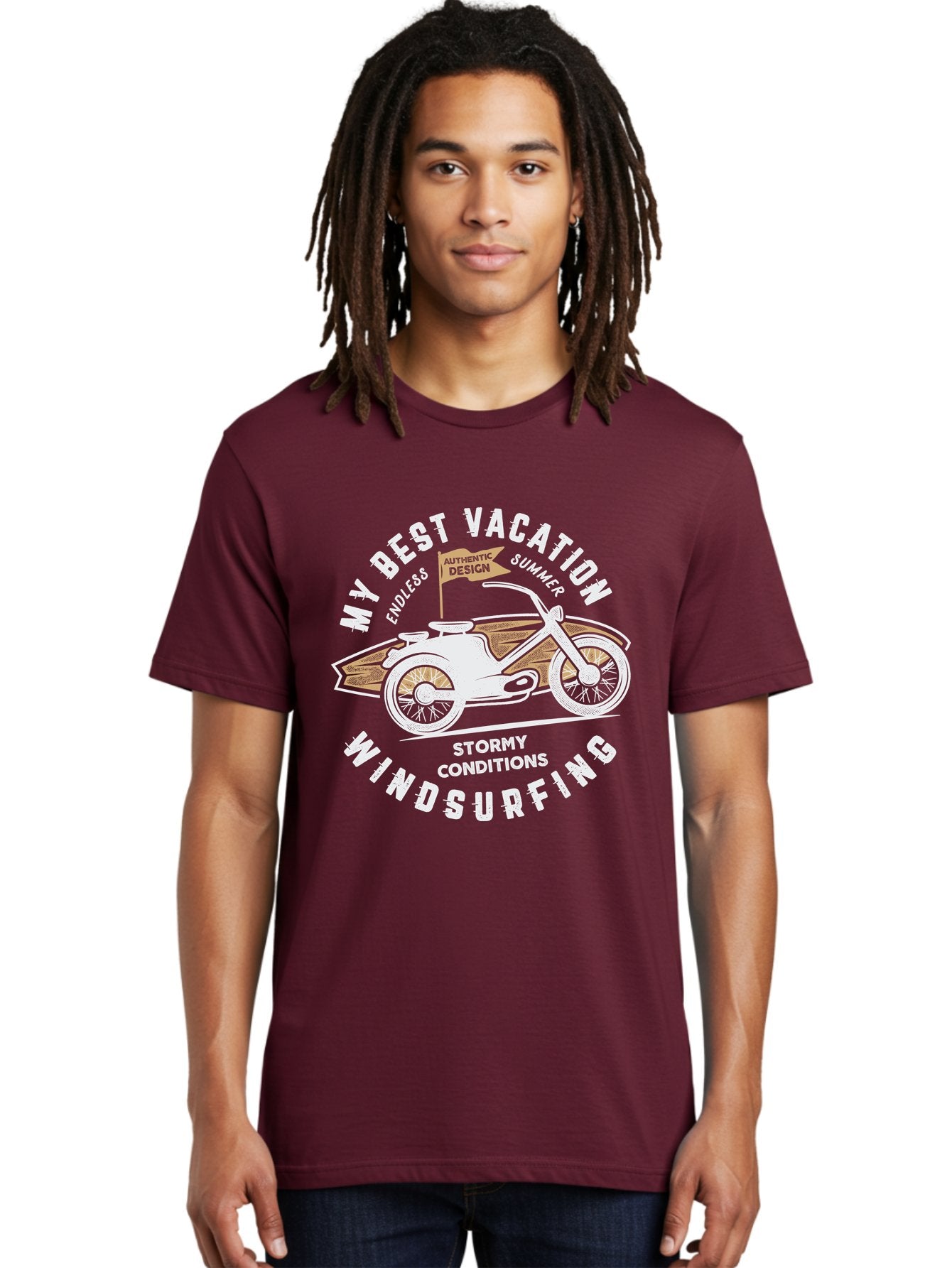 My-Best-Vacation Men'S Graphic Tee, 100% Cotton, Comfortable Casual Summer Wear, Machine Washable, Motorcycle Graphic, Vacation Summer Vibes, Windsurfing Adventures, Stormy Weather, Endless Summer Fun, Authentic Design Elements, Aab945 22