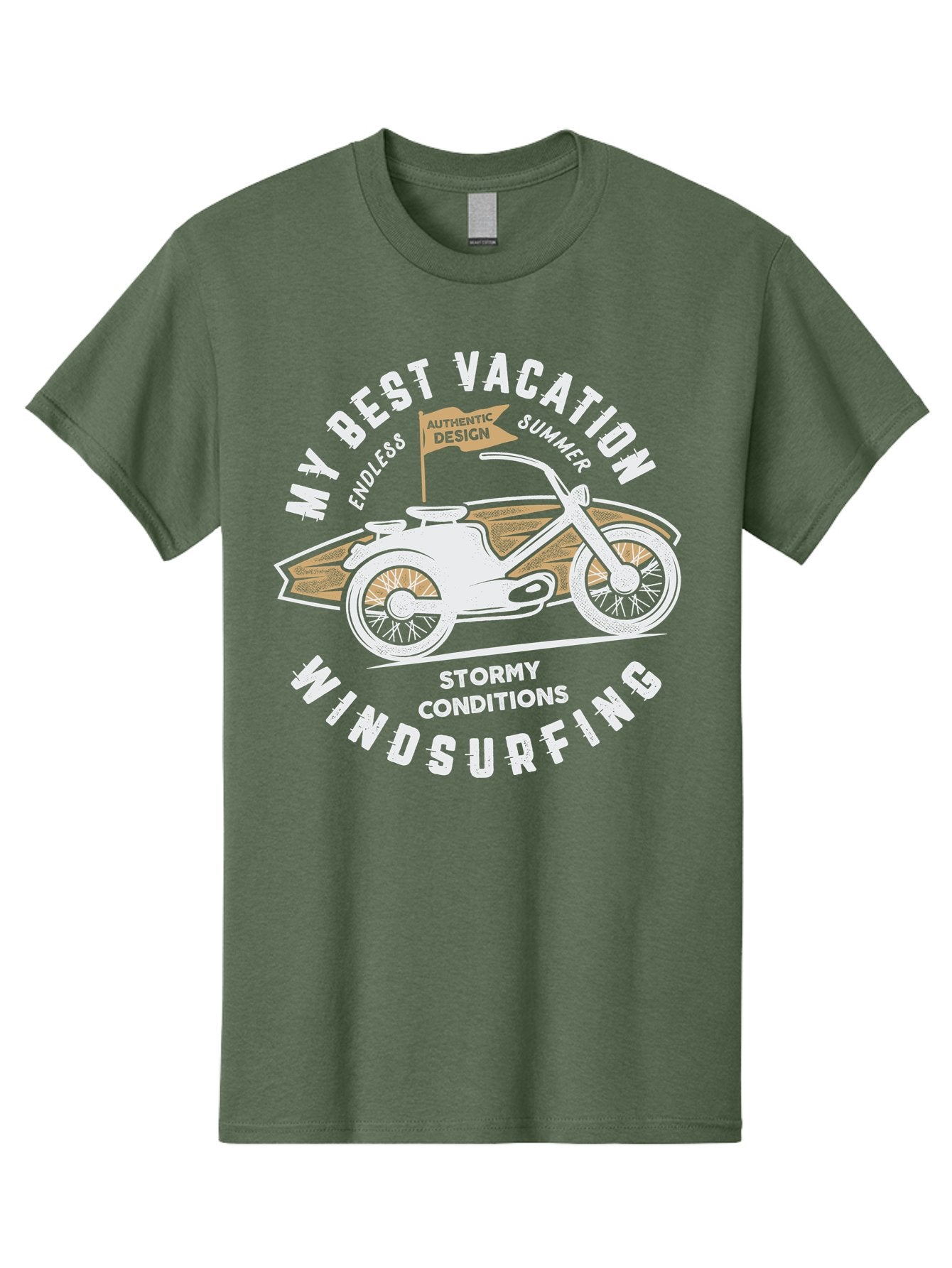 My-Best-Vacation Men'S Graphic Tee, 100% Cotton, Comfortable Casual Summer Wear, Machine Washable, Motorcycle Graphic, Vacation Summer Vibes, Windsurfing Adventures, Stormy Weather, Endless Summer Fun, Authentic Design Elements, Aab945 6