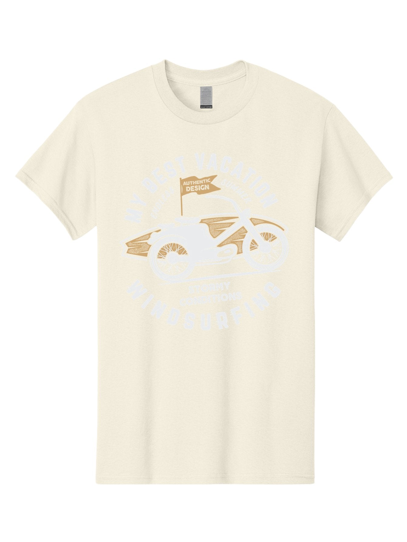 My-Best-Vacation Men'S Graphic Tee, 100% Cotton, Comfortable Casual Summer Wear, Machine Washable, Motorcycle Graphic, Vacation Summer Vibes, Windsurfing Adventures, Stormy Weather, Endless Summer Fun, Authentic Design Elements, Aab945 12