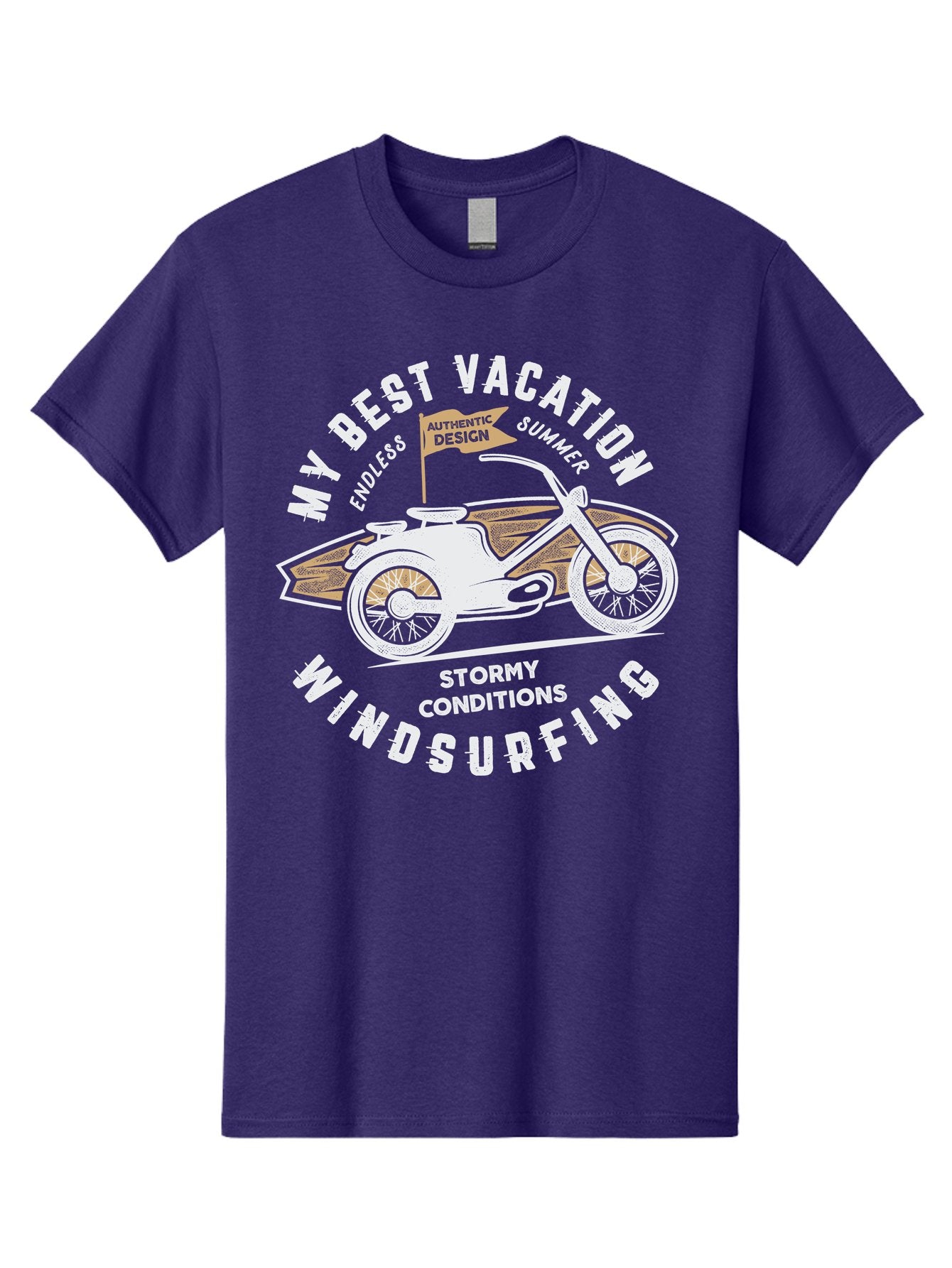My-Best-Vacation Men'S Graphic Tee, 100% Cotton, Comfortable Casual Summer Wear, Machine Washable, Motorcycle Graphic, Vacation Summer Vibes, Windsurfing Adventures, Stormy Weather, Endless Summer Fun, Authentic Design Elements, Aab945 10