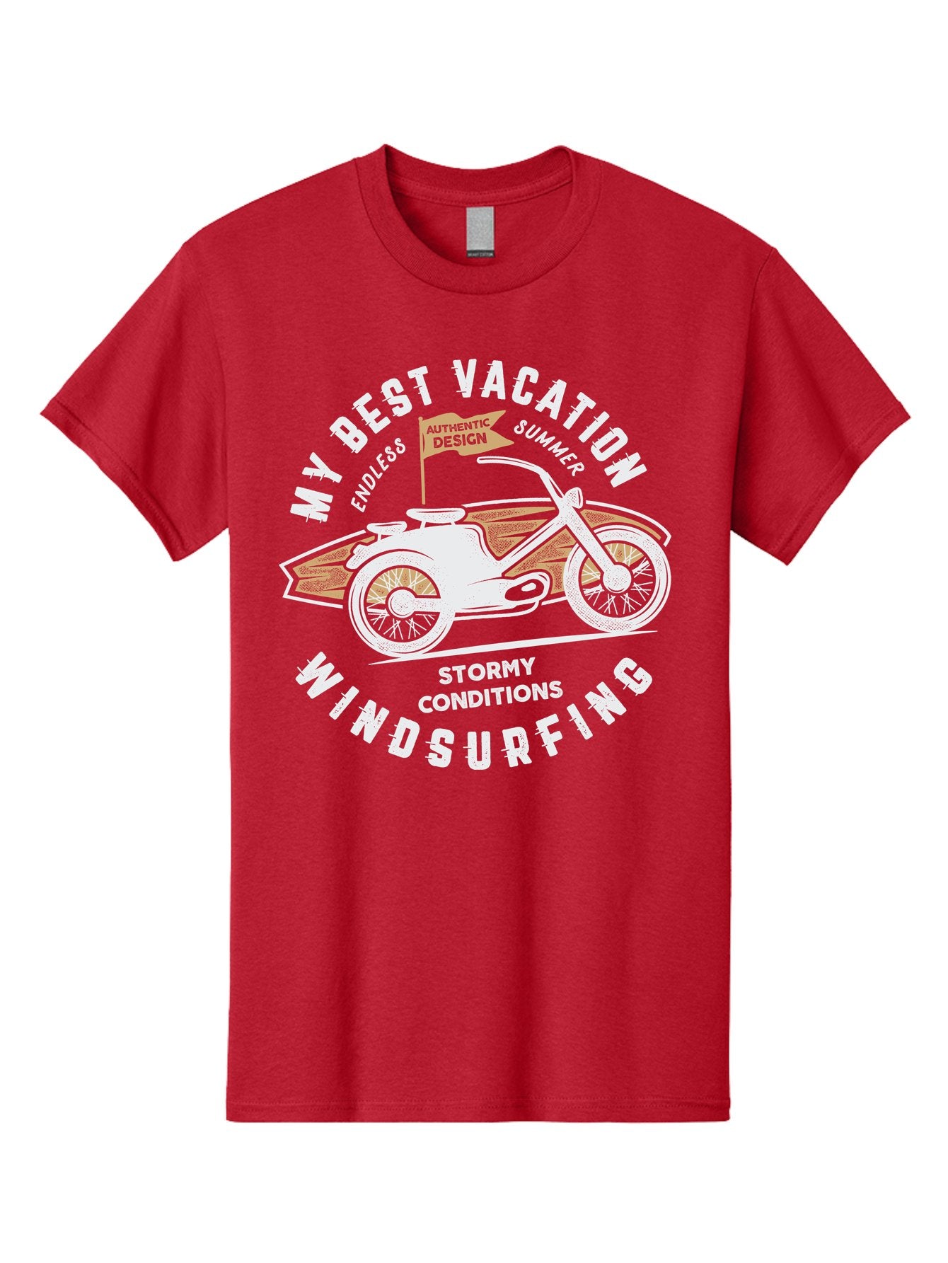 My-Best-Vacation Men'S Graphic Tee, 100% Cotton, Comfortable Casual Summer Wear, Machine Washable, Motorcycle Graphic, Vacation Summer Vibes, Windsurfing Adventures, Stormy Weather, Endless Summer Fun, Authentic Design Elements, Aab945 13
