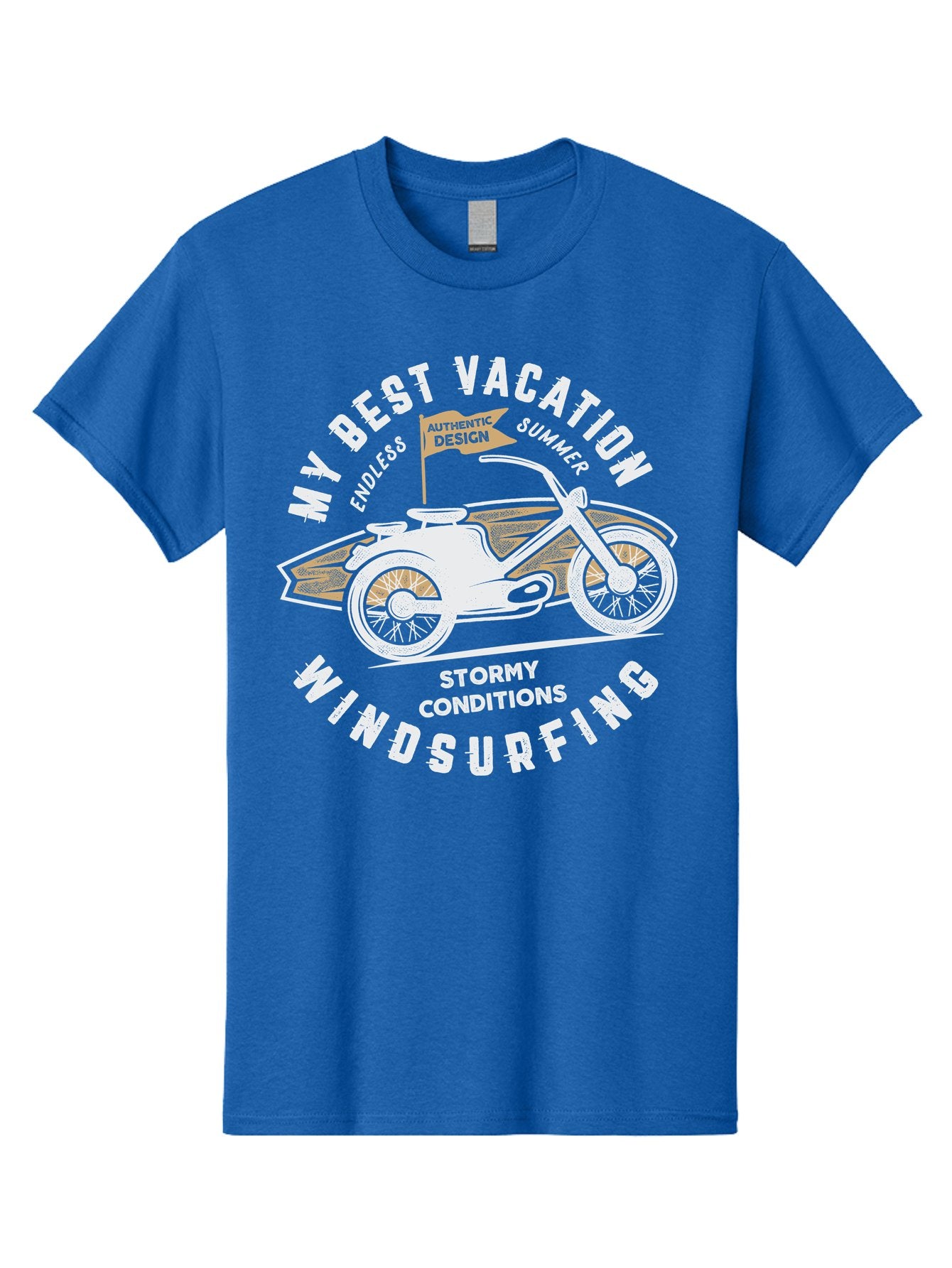 My-Best-Vacation Men'S Graphic Tee, 100% Cotton, Comfortable Casual Summer Wear, Machine Washable, Motorcycle Graphic, Vacation Summer Vibes, Windsurfing Adventures, Stormy Weather, Endless Summer Fun, Authentic Design Elements, Aab945