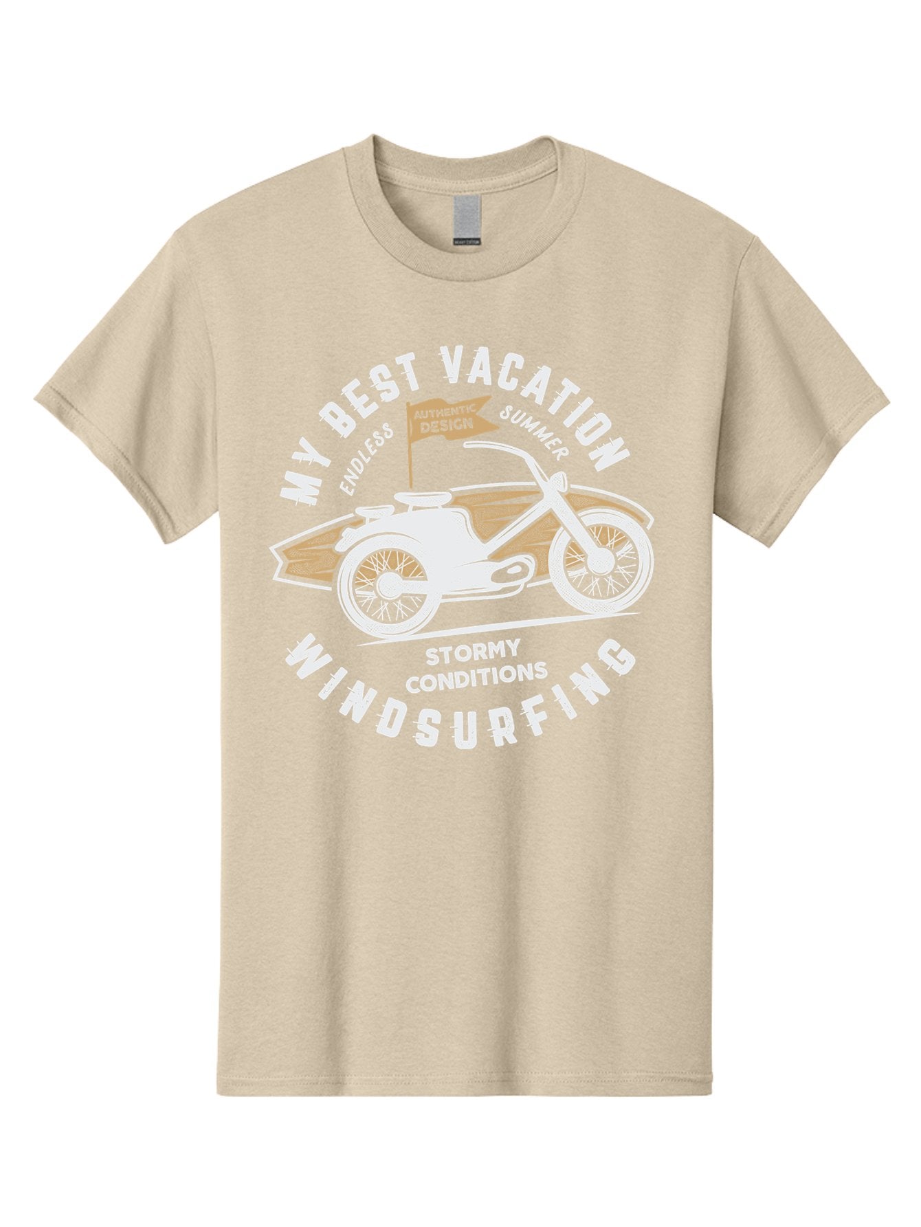 My-Best-Vacation Men'S Graphic Tee, 100% Cotton, Comfortable Casual Summer Wear, Machine Washable, Motorcycle Graphic, Vacation Summer Vibes, Windsurfing Adventures, Stormy Weather, Endless Summer Fun, Authentic Design Elements, Aab945 15