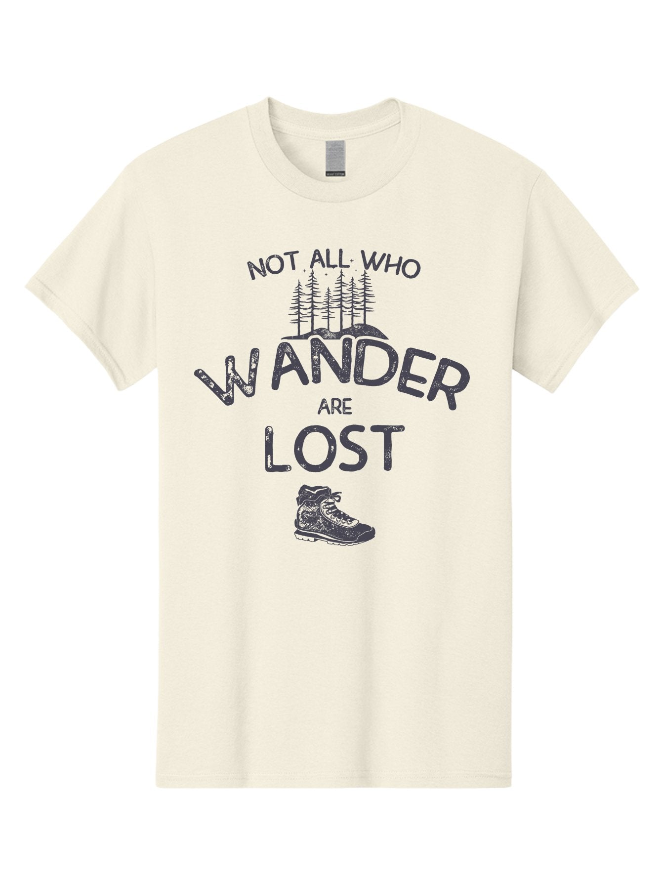 Not-All-Who-Wander-Are-Lost-1 Men'S Graphic Tee, 100% Cotton, Comfortable Casual Summer Wear, Machine Washable, Hiking Quote, Travel Inspiration, Adventure Theme, Motivational Phrase, Wanderlust, Outdoor Lifestyle, Trekking Boots, Aab947