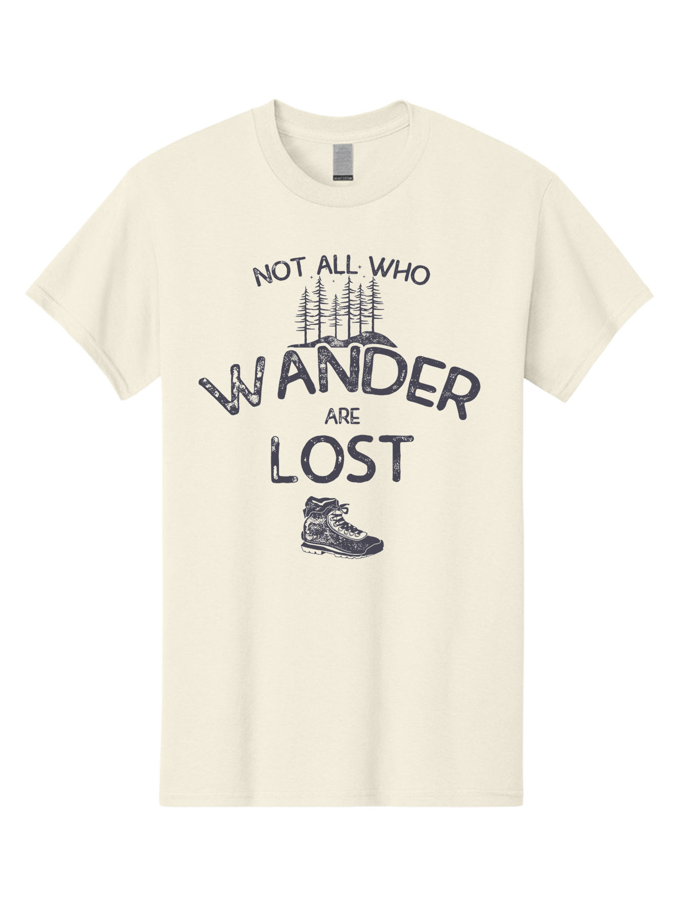 Not-All-Who-Wander-Are-Lost-1 Men'S Graphic Tee, 100% Cotton, Comfortable Casual Summer Wear, Machine Washable, Hiking Quote, Travel Inspiration, Adventure Theme, Motivational Phrase, Wanderlust, Outdoor Lifestyle, Trekking Boots, Aab947 21