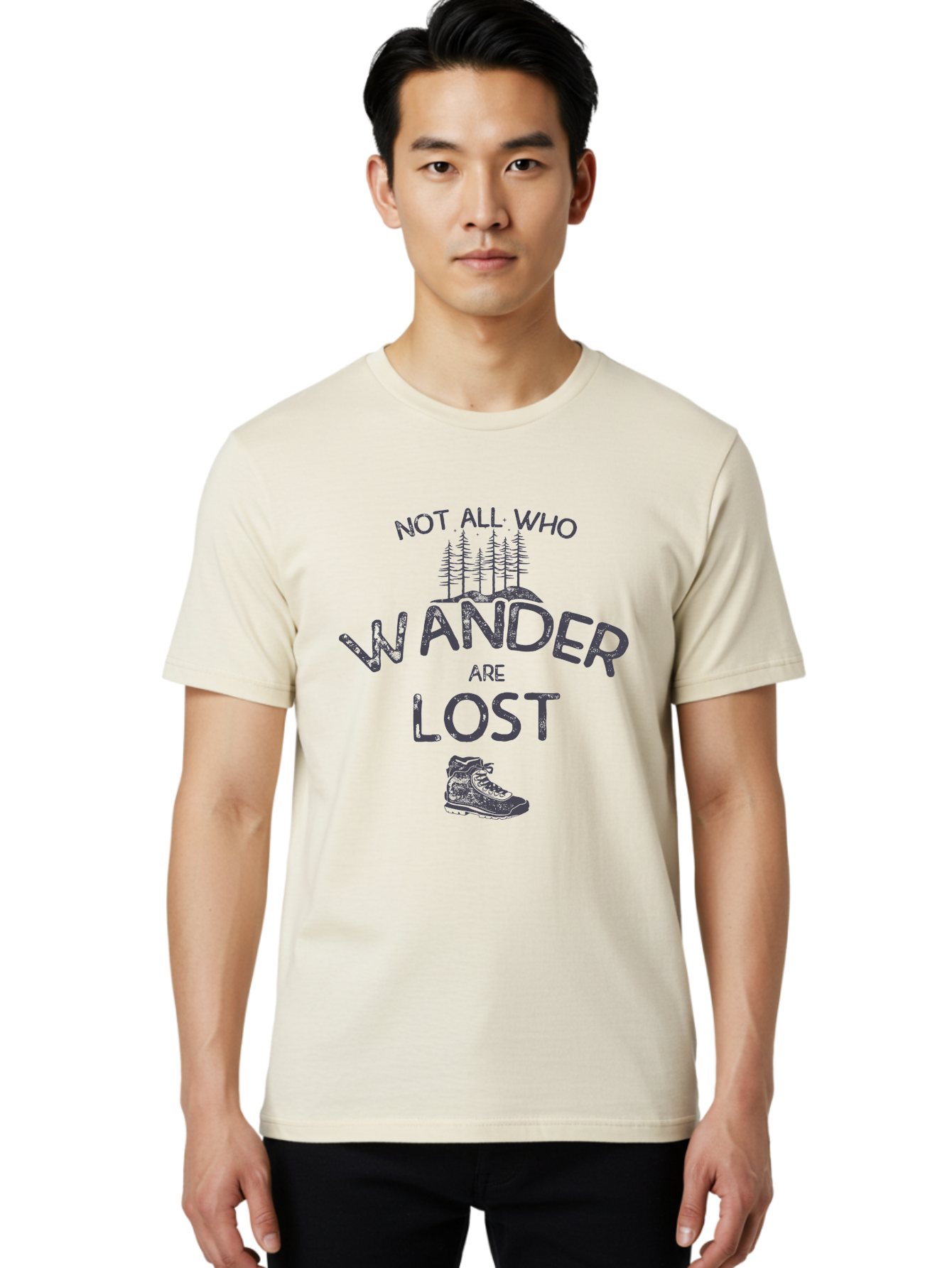 Not-All-Who-Wander-Are-Lost-1 Men'S Graphic Tee, 100% Cotton, Comfortable Casual Summer Wear, Machine Washable, Hiking Quote, Travel Inspiration, Adventure Theme, Motivational Phrase, Wanderlust, Outdoor Lifestyle, Trekking Boots, Aab947 22