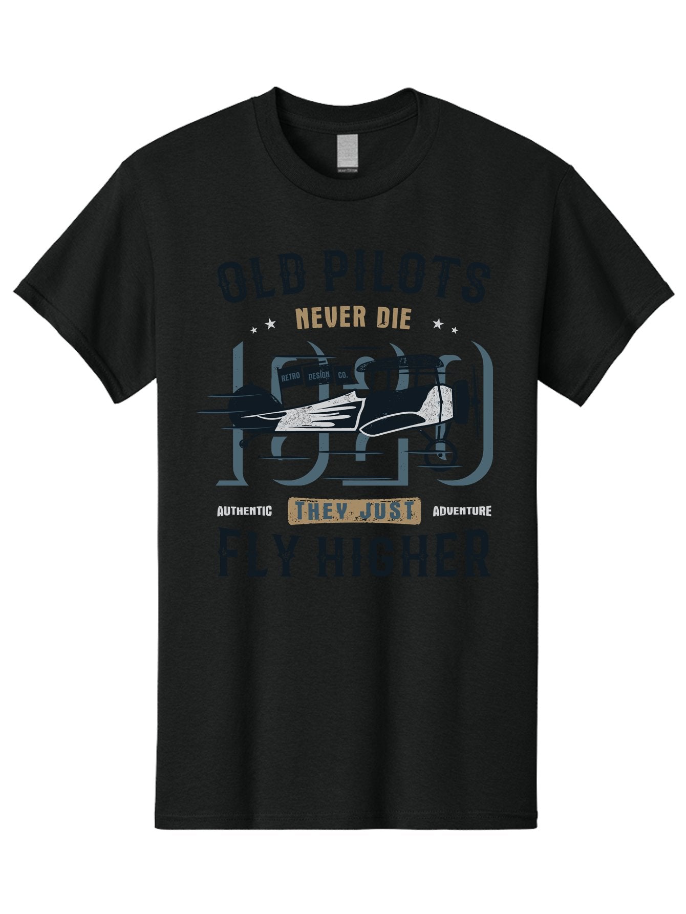 Old-Pilots-Fly-Higher Men'S Graphic Tee, 100% Cotton, Comfortable Casual Summer Wear, Machine Washable, Vintage Airplane, Old Pilots, Never Die, Fly Higher, Adventure, Authentic, They Just Adventure, Retro Aviation Aab949 14