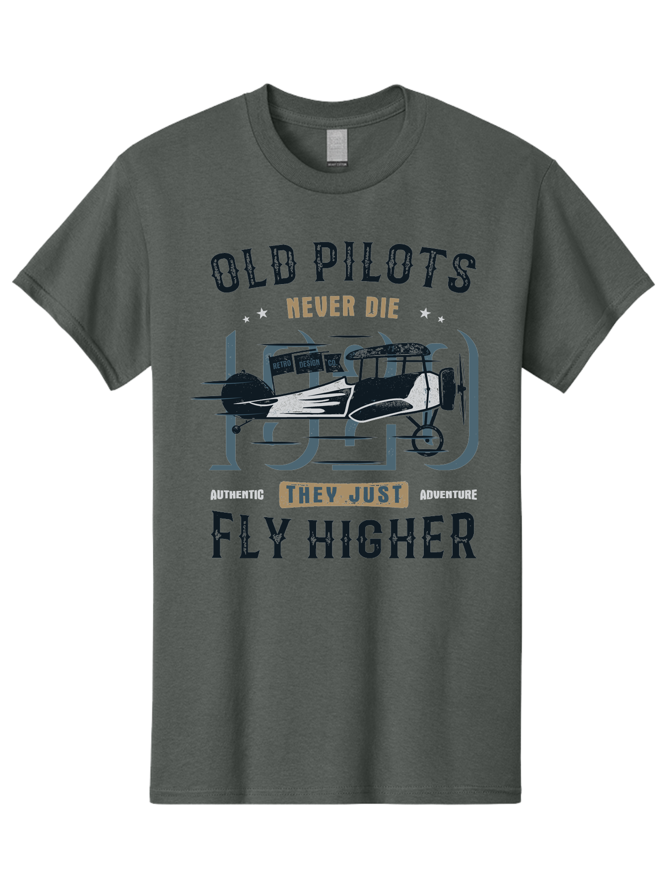 Old-Pilots-Fly-Higher Men'S Graphic Tee, 100% Cotton, Comfortable Casual Summer Wear, Machine Washable, Vintage Airplane, Old Pilots, Never Die, Fly Higher, Adventure, Authentic, They Just Adventure, Retro Aviation Aab949 17
