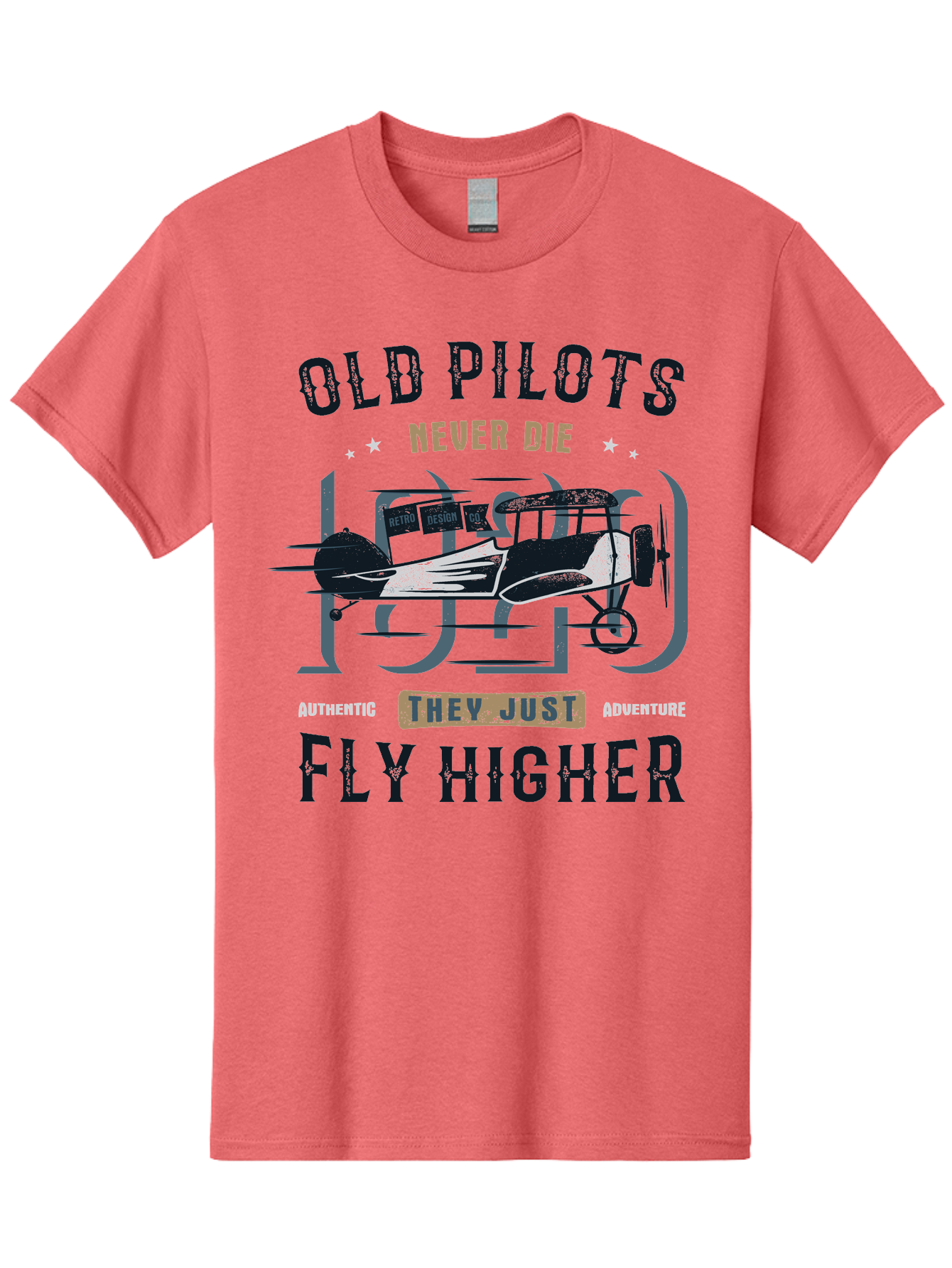 Old-Pilots-Fly-Higher Men'S Graphic Tee, 100% Cotton, Comfortable Casual Summer Wear, Machine Washable, Vintage Airplane, Old Pilots, Never Die, Fly Higher, Adventure, Authentic, They Just Adventure, Retro Aviation Aab949 27