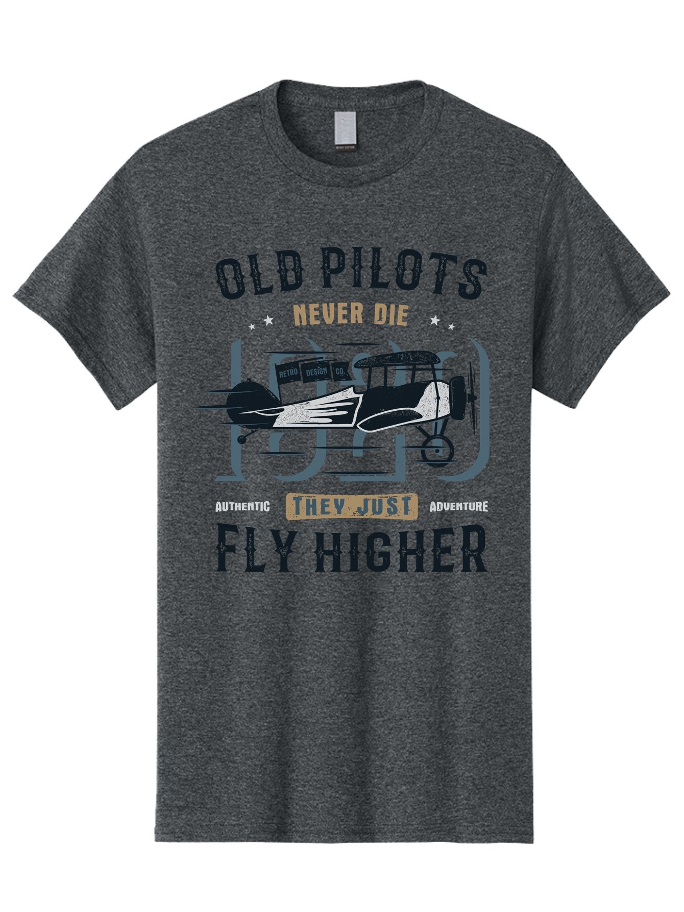 Old-Pilots-Fly-Higher Men'S Graphic Tee, 100% Cotton, Comfortable Casual Summer Wear, Machine Washable, Vintage Airplane, Old Pilots, Never Die, Fly Higher, Adventure, Authentic, They Just Adventure, Retro Aviation Aab949 11
