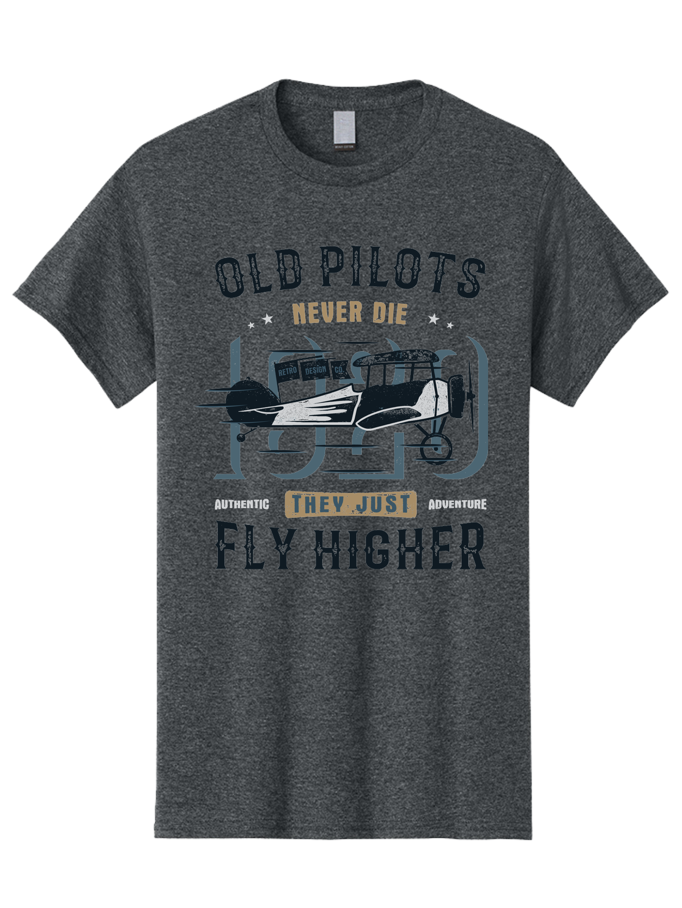 Old-Pilots-Fly-Higher Men'S Graphic Tee, 100% Cotton, Comfortable Casual Summer Wear, Machine Washable, Vintage Airplane, Old Pilots, Never Die, Fly Higher, Adventure, Authentic, They Just Adventure, Retro Aviation Aab949 7