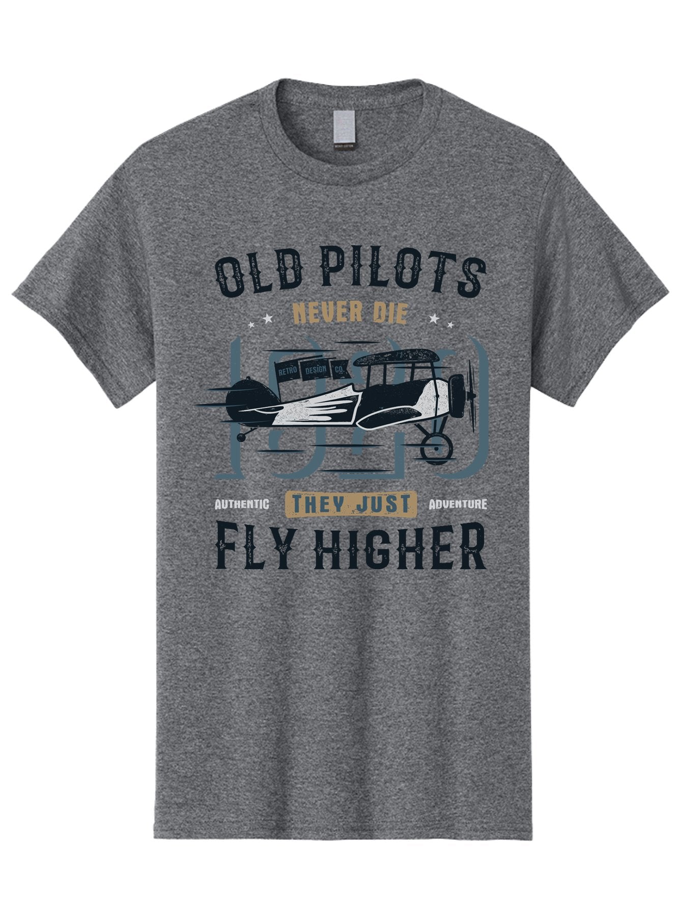 Old-Pilots-Fly-Higher Men'S Graphic Tee, 100% Cotton, Comfortable Casual Summer Wear, Machine Washable, Vintage Airplane, Old Pilots, Never Die, Fly Higher, Adventure, Authentic, They Just Adventure, Retro Aviation Aab949 12