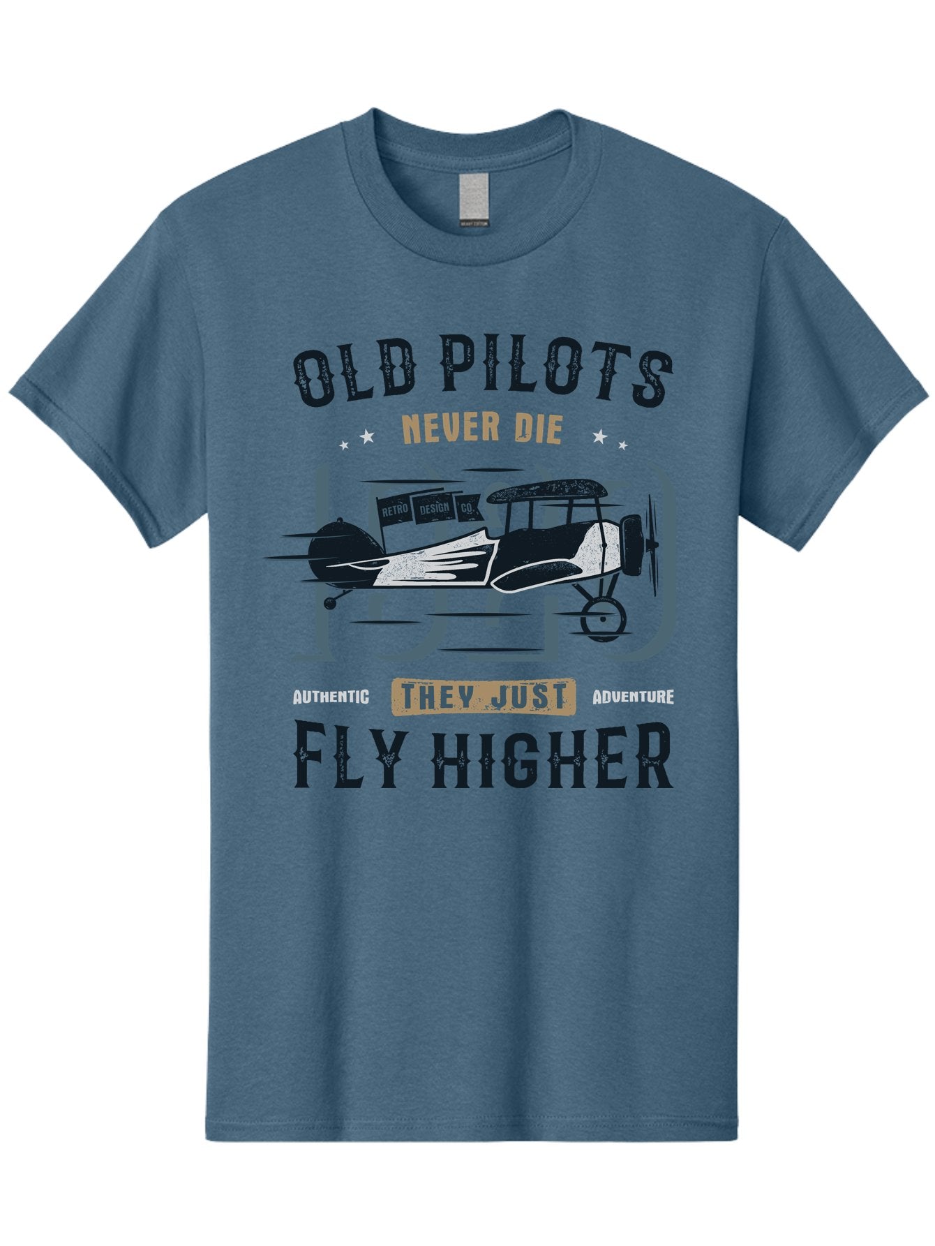Old-Pilots-Fly-Higher Men'S Graphic Tee, 100% Cotton, Comfortable Casual Summer Wear, Machine Washable, Vintage Airplane, Old Pilots, Never Die, Fly Higher, Adventure, Authentic, They Just Adventure, Retro Aviation Aab949 6