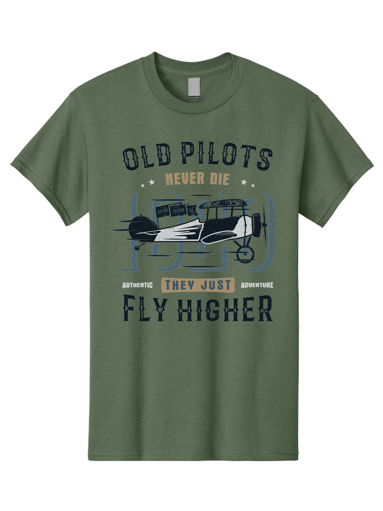Old-Pilots-Fly-Higher Men'S Graphic Tee, 100% Cotton, Comfortable Casual Summer Wear, Machine Washable, Vintage Airplane, Old Pilots, Never Die, Fly Higher, Adventure, Authentic, They Just Adventure, Retro Aviation Aab949 23