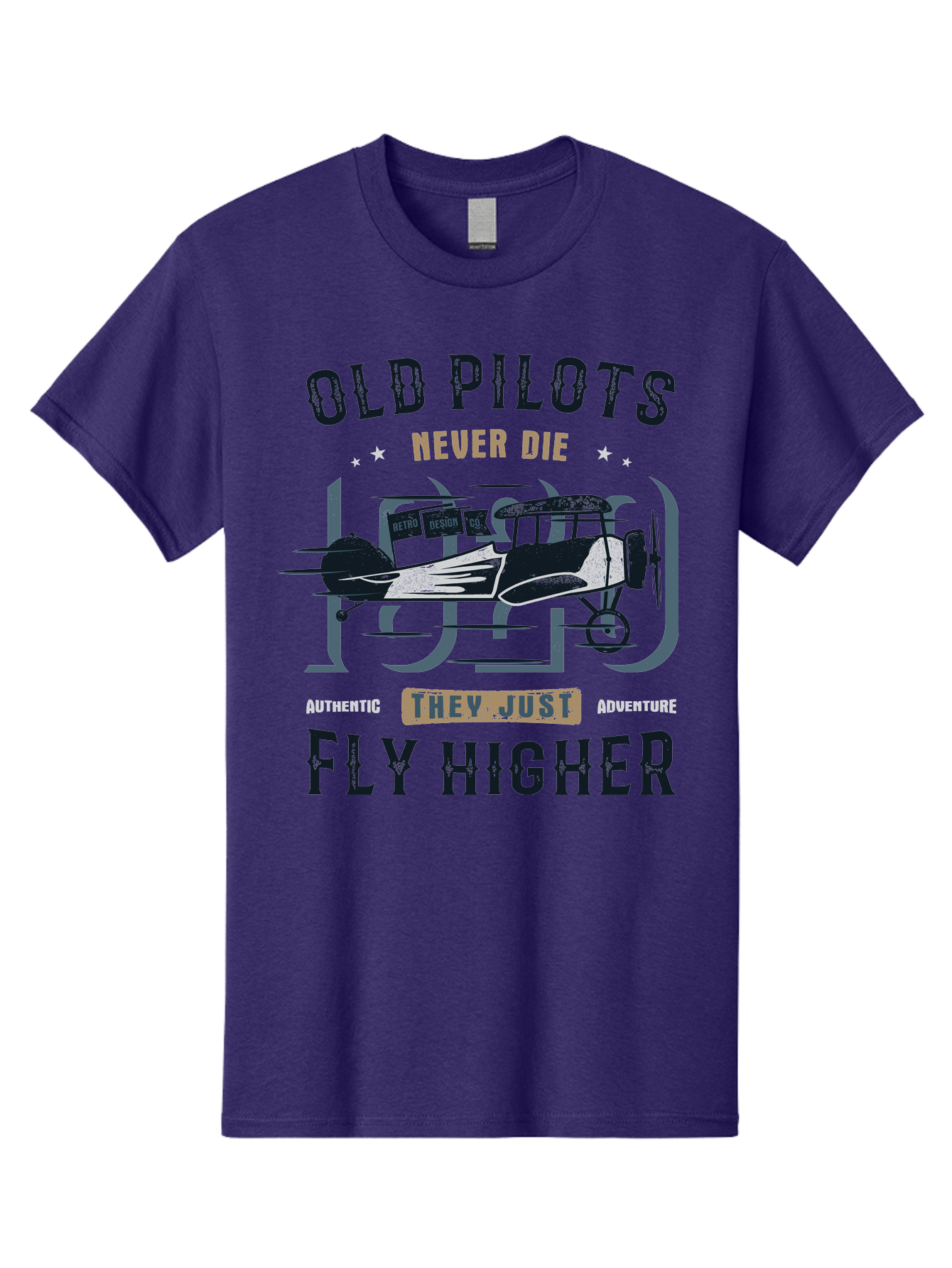 Old-Pilots-Fly-Higher Men'S Graphic Tee, 100% Cotton, Comfortable Casual Summer Wear, Machine Washable, Vintage Airplane, Old Pilots, Never Die, Fly Higher, Adventure, Authentic, They Just Adventure, Retro Aviation Aab949 29