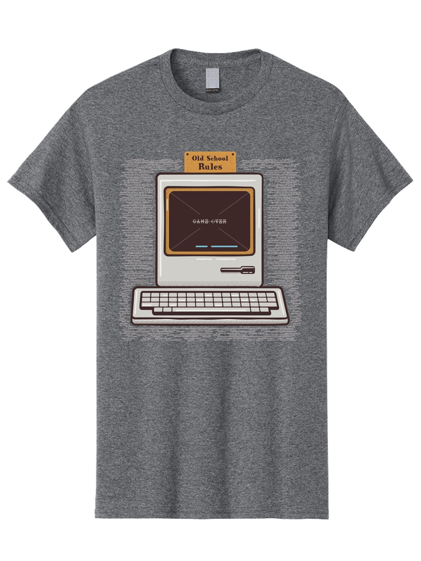 Old-School-Rules Men'S Graphic Tee, 100% Cotton, Comfortable Casual Summer Wear, Machine Washable, Retro Computer, Old School Gaming, Classic Video Games, Game Over Screen, Nostalgic Tech, Vintage Computer Graphics, Pixel Art, Aab950 11