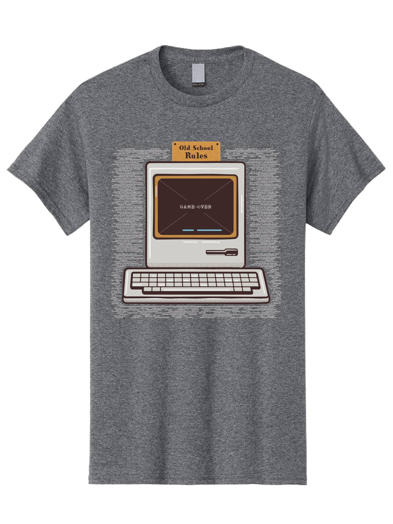 Old-School-Rules Men'S Graphic Tee, 100% Cotton, Comfortable Casual Summer Wear, Machine Washable, Retro Computer, Old School Gaming, Classic Video Games, Game Over Screen, Nostalgic Tech, Vintage Computer Graphics, Pixel Art, Aab950 7