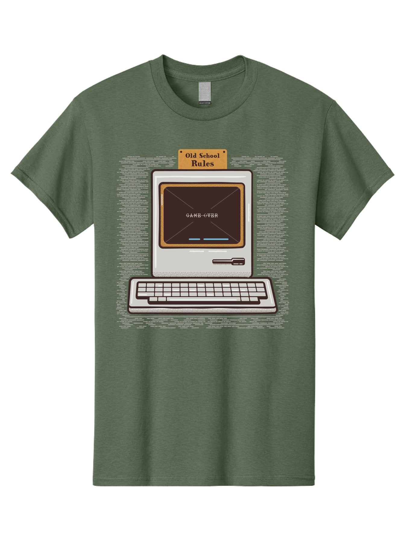 Old-School-Rules Men'S Graphic Tee, 100% Cotton, Comfortable Casual Summer Wear, Machine Washable, Retro Computer, Old School Gaming, Classic Video Games, Game Over Screen, Nostalgic Tech, Vintage Computer Graphics, Pixel Art, Aab950 4