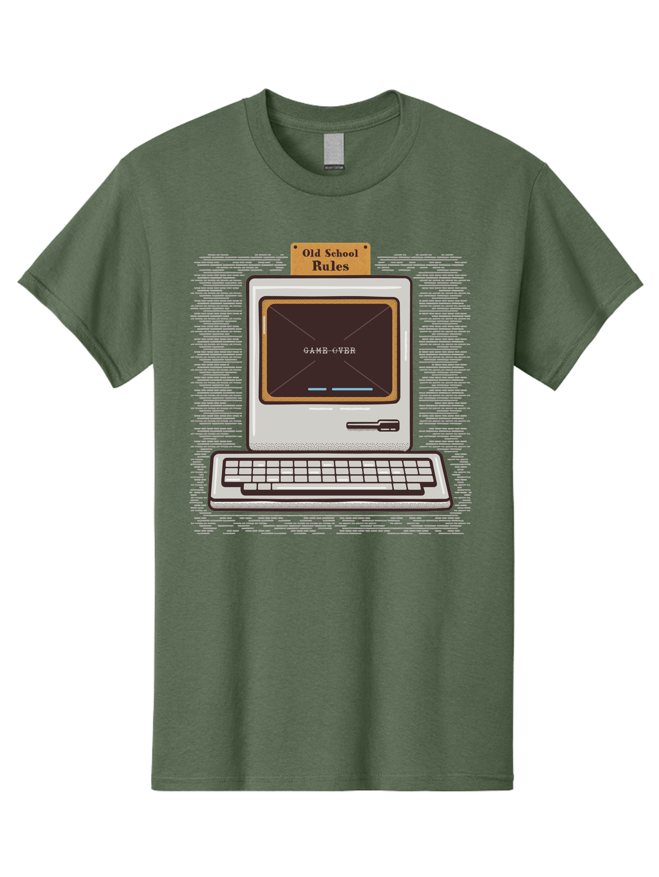 Old-School-Rules Men'S Graphic Tee, 100% Cotton, Comfortable Casual Summer Wear, Machine Washable, Retro Computer, Old School Gaming, Classic Video Games, Game Over Screen, Nostalgic Tech, Vintage Computer Graphics, Pixel Art, Aab950 23