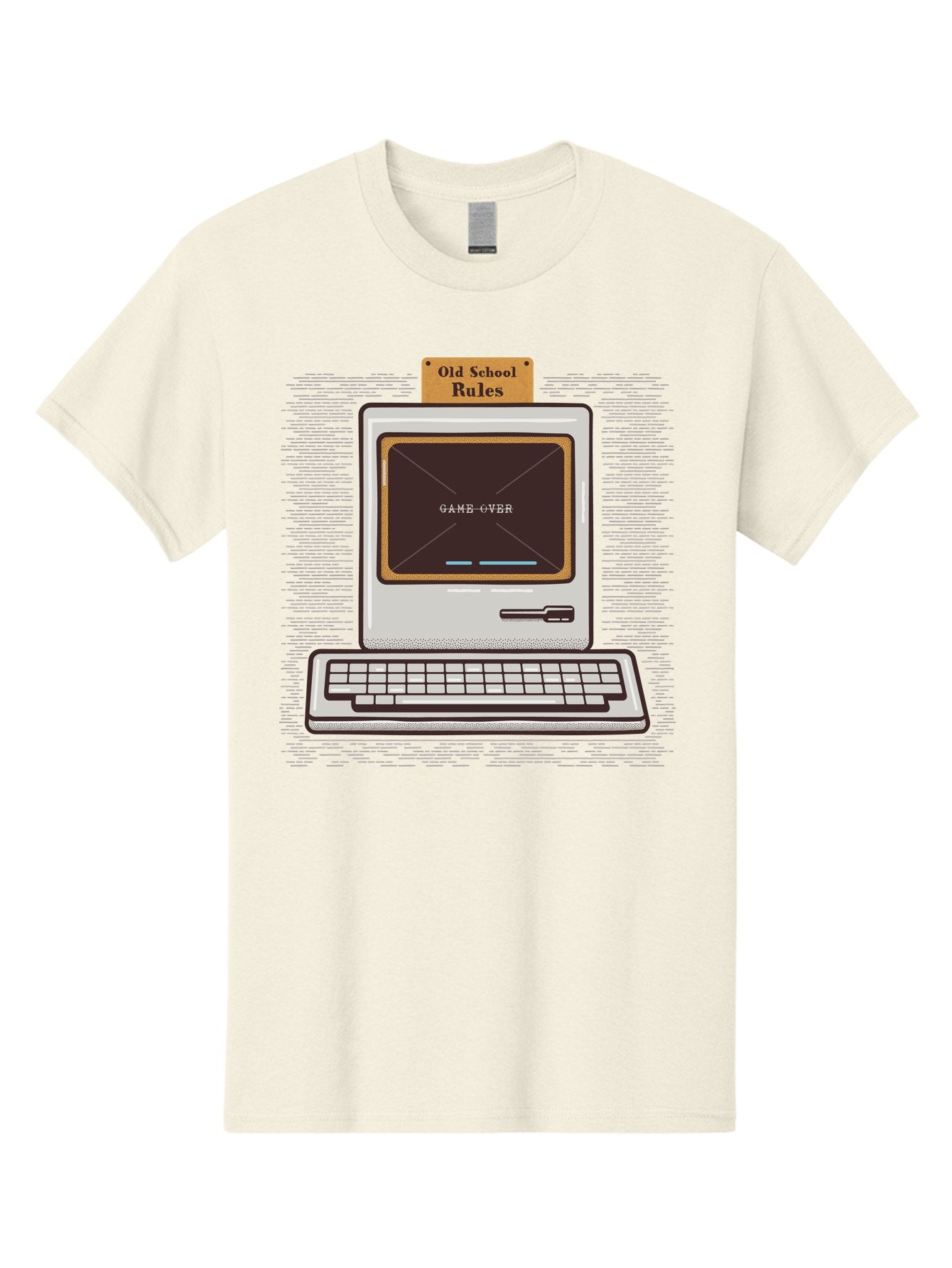 Old-School-Rules Men'S Graphic Tee, 100% Cotton, Comfortable Casual Summer Wear, Machine Washable, Retro Computer, Old School Gaming, Classic Video Games, Game Over Screen, Nostalgic Tech, Vintage Computer Graphics, Pixel Art, Aab950 7
