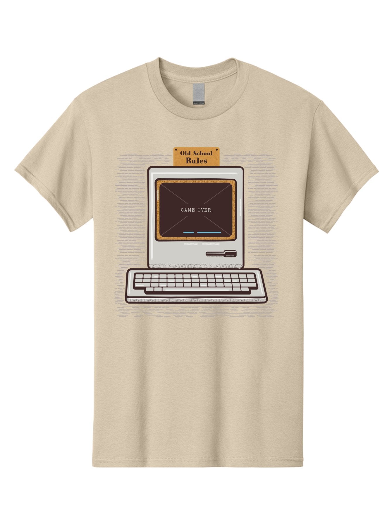 Old-School-Rules Men'S Graphic Tee, 100% Cotton, Comfortable Casual Summer Wear, Machine Washable, Retro Computer, Old School Gaming, Classic Video Games, Game Over Screen, Nostalgic Tech, Vintage Computer Graphics, Pixel Art, Aab950