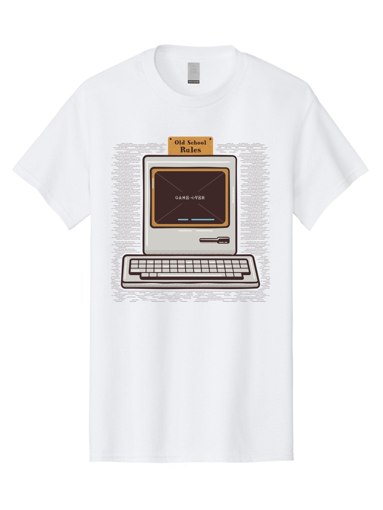 Old-School-Rules Men'S Graphic Tee, 100% Cotton, Comfortable Casual Summer Wear, Machine Washable, Retro Computer, Old School Gaming, Classic Video Games, Game Over Screen, Nostalgic Tech, Vintage Computer Graphics, Pixel Art, Aab950 5