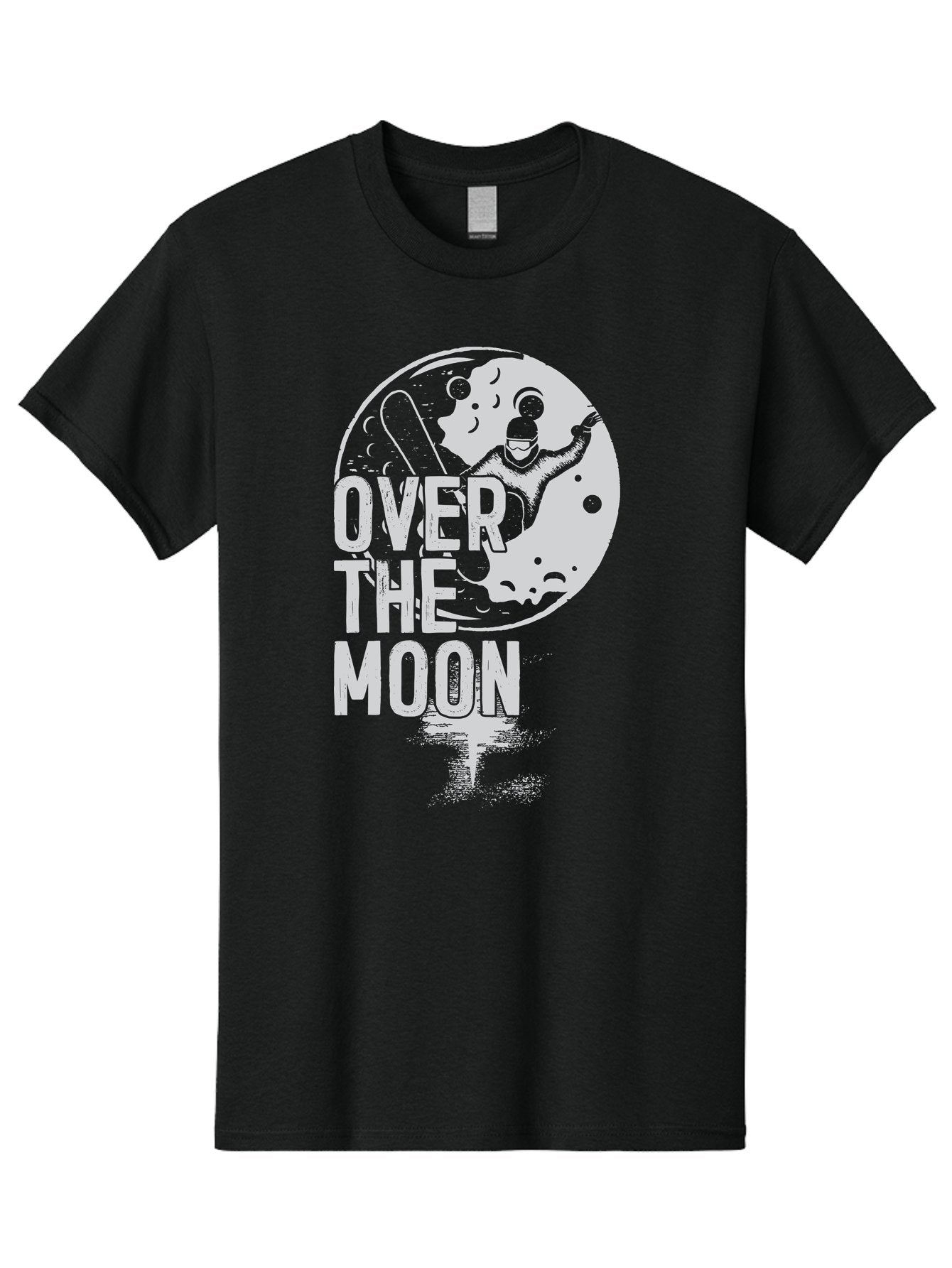 Over-The-Moon Men'S Graphic Tee, 100% Cotton, Comfortable Casual Summer Wear, Machine Washable, Moon Graphic, Astronaut Illustration, Space Exploration, Moon Landing, Celestial Body, Over The Moon Text, Retro-Futuristic Design, Aab951 11