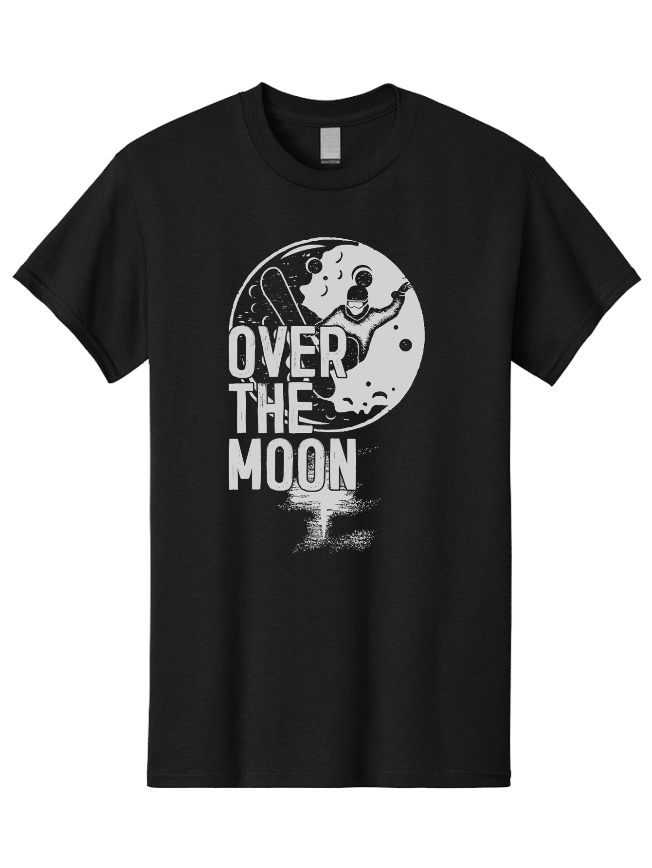 Over-The-Moon Men'S Graphic Tee, 100% Cotton, Comfortable Casual Summer Wear, Machine Washable, Moon Graphic, Astronaut Illustration, Space Exploration, Moon Landing, Celestial Body, Over The Moon Text, Retro-Futuristic Design, Aab951 7