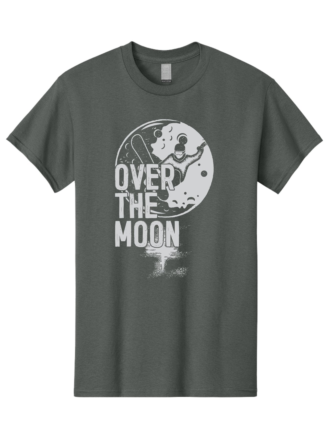 Over-The-Moon Men'S Graphic Tee, 100% Cotton, Comfortable Casual Summer Wear, Machine Washable, Moon Graphic, Astronaut Illustration, Space Exploration, Moon Landing, Celestial Body, Over The Moon Text, Retro-Futuristic Design, Aab951 15