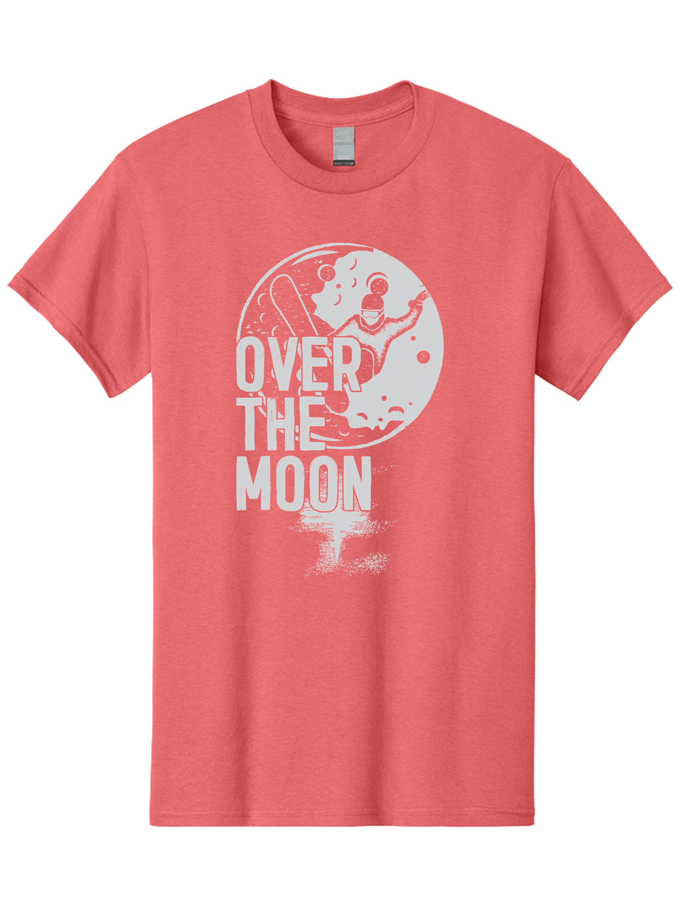 Over-The-Moon Men'S Graphic Tee, 100% Cotton, Comfortable Casual Summer Wear, Machine Washable, Moon Graphic, Astronaut Illustration, Space Exploration, Moon Landing, Celestial Body, Over The Moon Text, Retro-Futuristic Design, Aab951 19