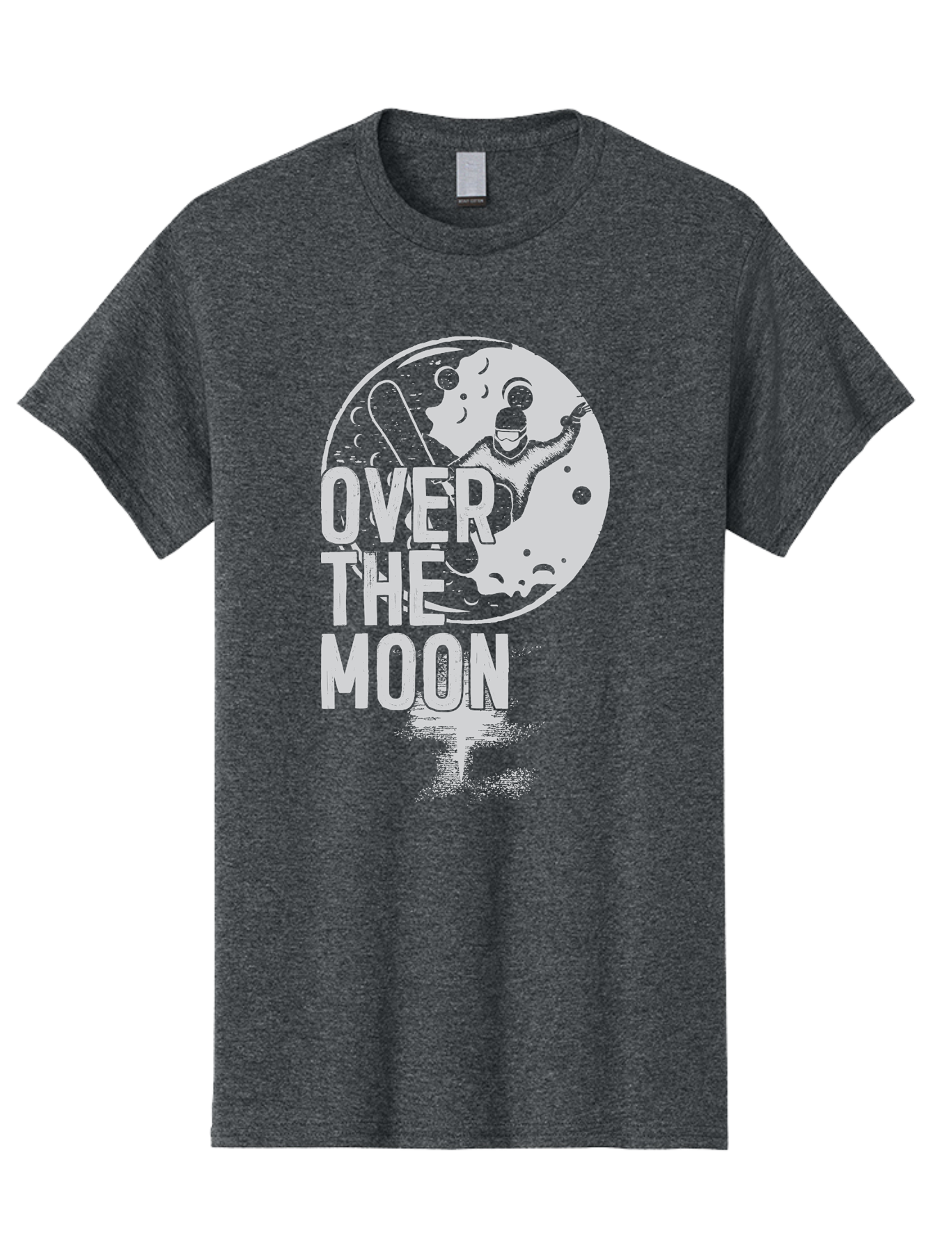 Over-The-Moon Men'S Graphic Tee, 100% Cotton, Comfortable Casual Summer Wear, Machine Washable, Moon Graphic, Astronaut Illustration, Space Exploration, Moon Landing, Celestial Body, Over The Moon Text, Retro-Futuristic Design, Aab951 5