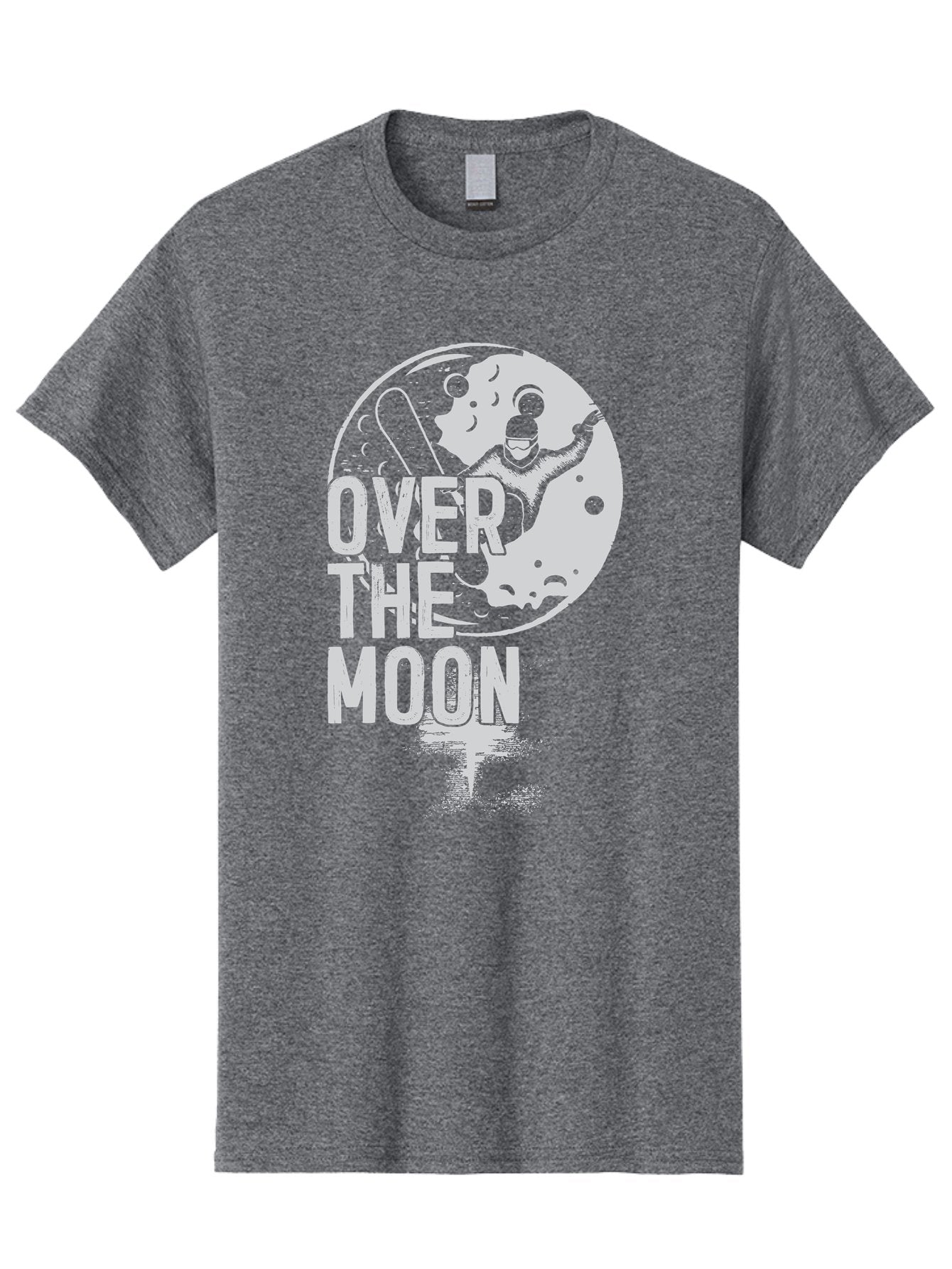 Over-The-Moon Men'S Graphic Tee, 100% Cotton, Comfortable Casual Summer Wear, Machine Washable, Moon Graphic, Astronaut Illustration, Space Exploration, Moon Landing, Celestial Body, Over The Moon Text, Retro-Futuristic Design, Aab951 14