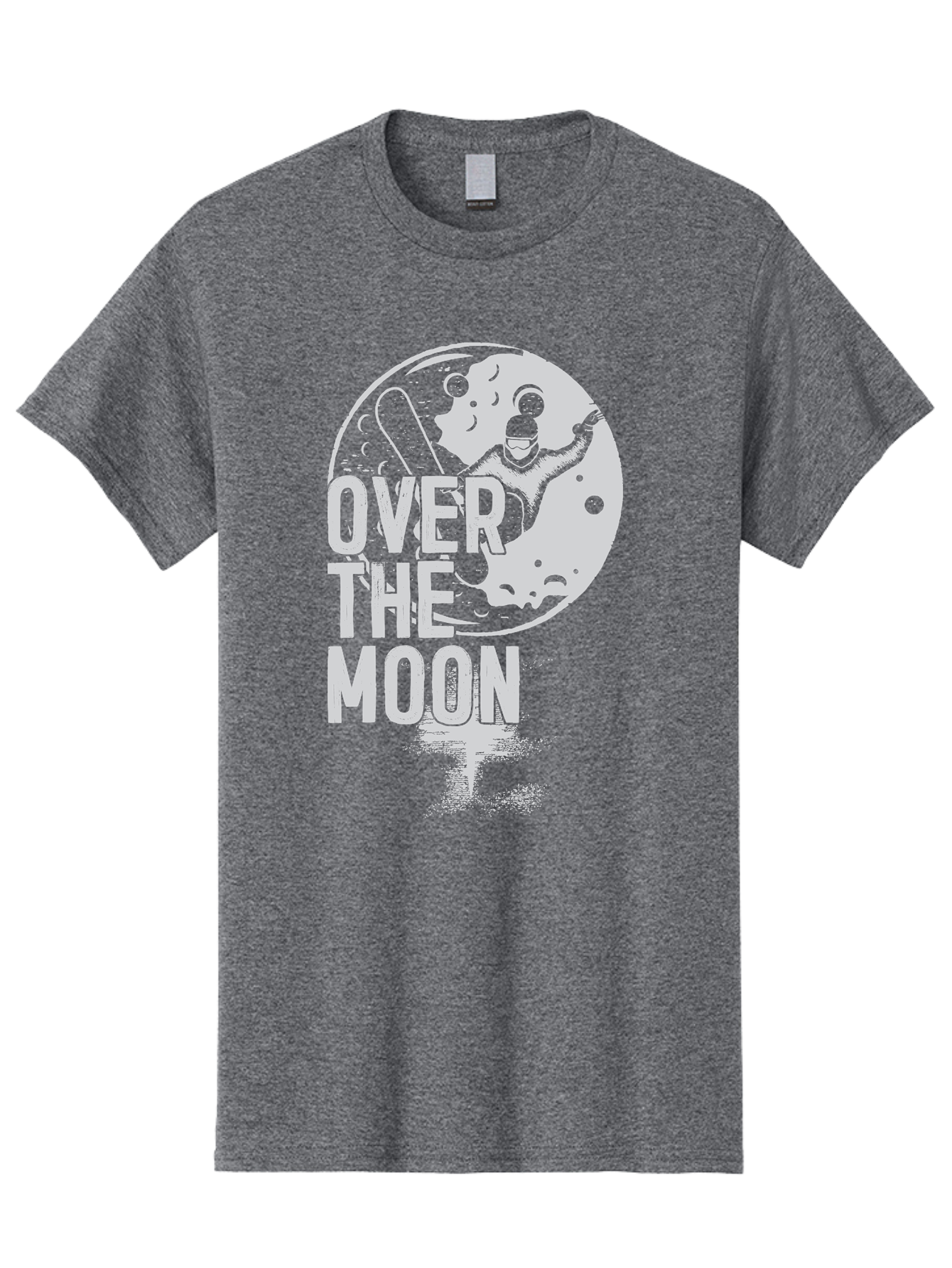 Over-The-Moon Men'S Graphic Tee, 100% Cotton, Comfortable Casual Summer Wear, Machine Washable, Moon Graphic, Astronaut Illustration, Space Exploration, Moon Landing, Celestial Body, Over The Moon Text, Retro-Futuristic Design, Aab951 3